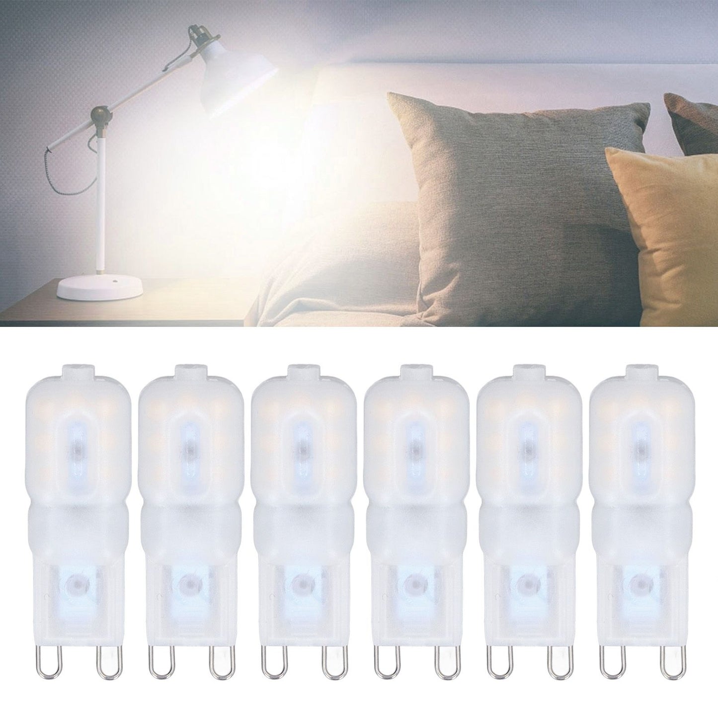 6Pcs G9 LED Light Bulbs Dimmable 3W Energy Saving 360 Degree Light Light Bulb for Ceiling Lamps and Pendant V1294-YM0523-3119220065013