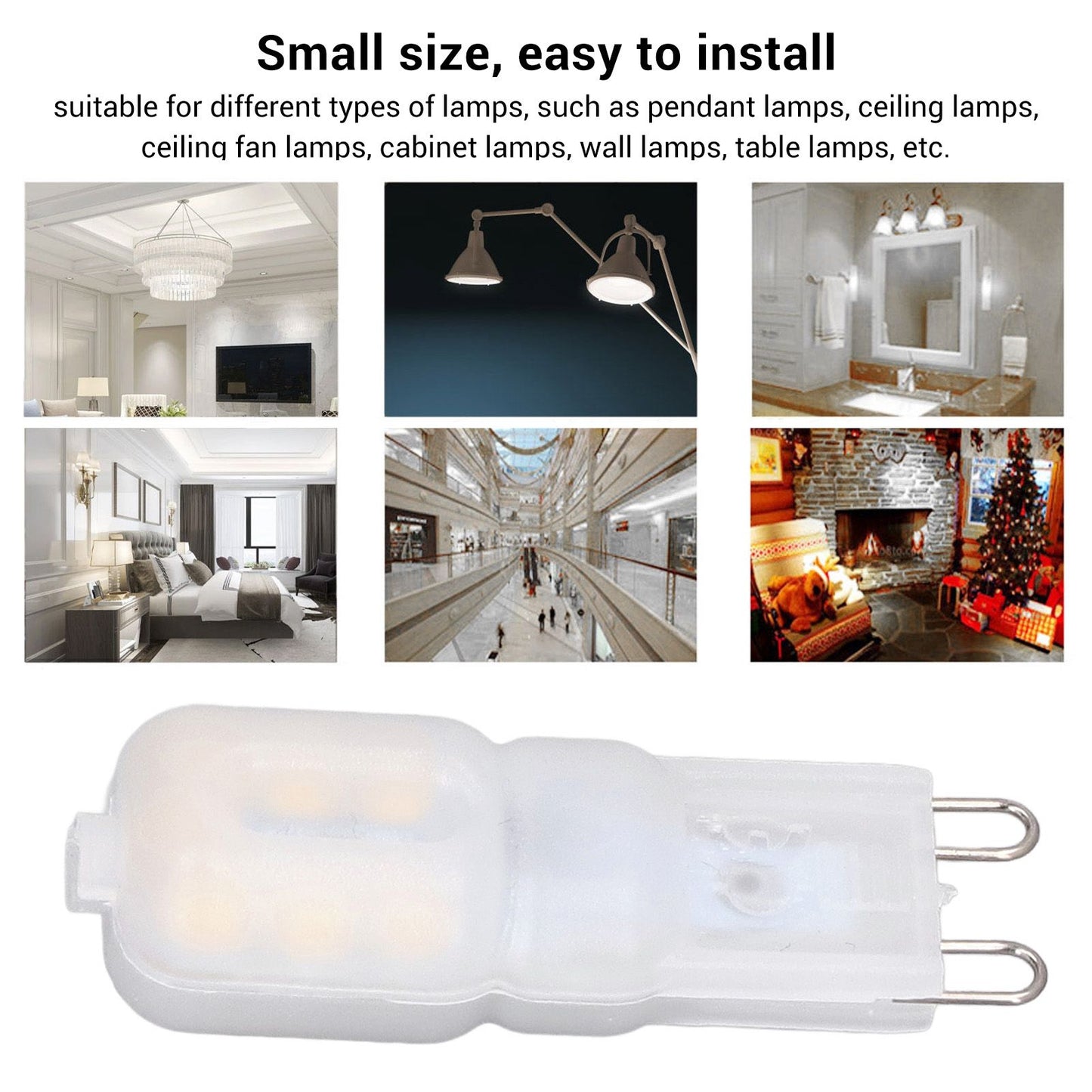 6Pcs G9 LED Light Bulbs Dimmable 3W Energy Saving 360 Degree Light Light Bulb for Ceiling Lamps and Pendant V1294-YM0523-3119220065013