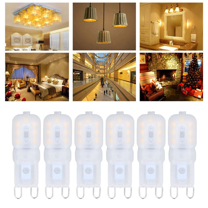 6Pcs G9 LED Light Bulbs Dimmable 3W Energy Saving 360 Degree Light Light Bulb for Ceiling Lamps and Pendant V1294-YM0523-3119220065015
