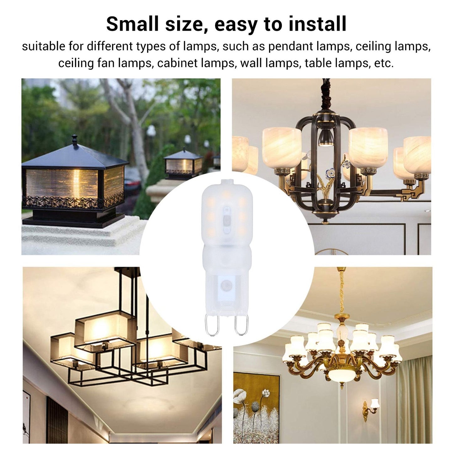 6Pcs G9 LED Light Bulbs Dimmable 3W Energy Saving 360 Degree Light Light Bulb for Ceiling Lamps and Pendant V1294-YM0523-3119220065015