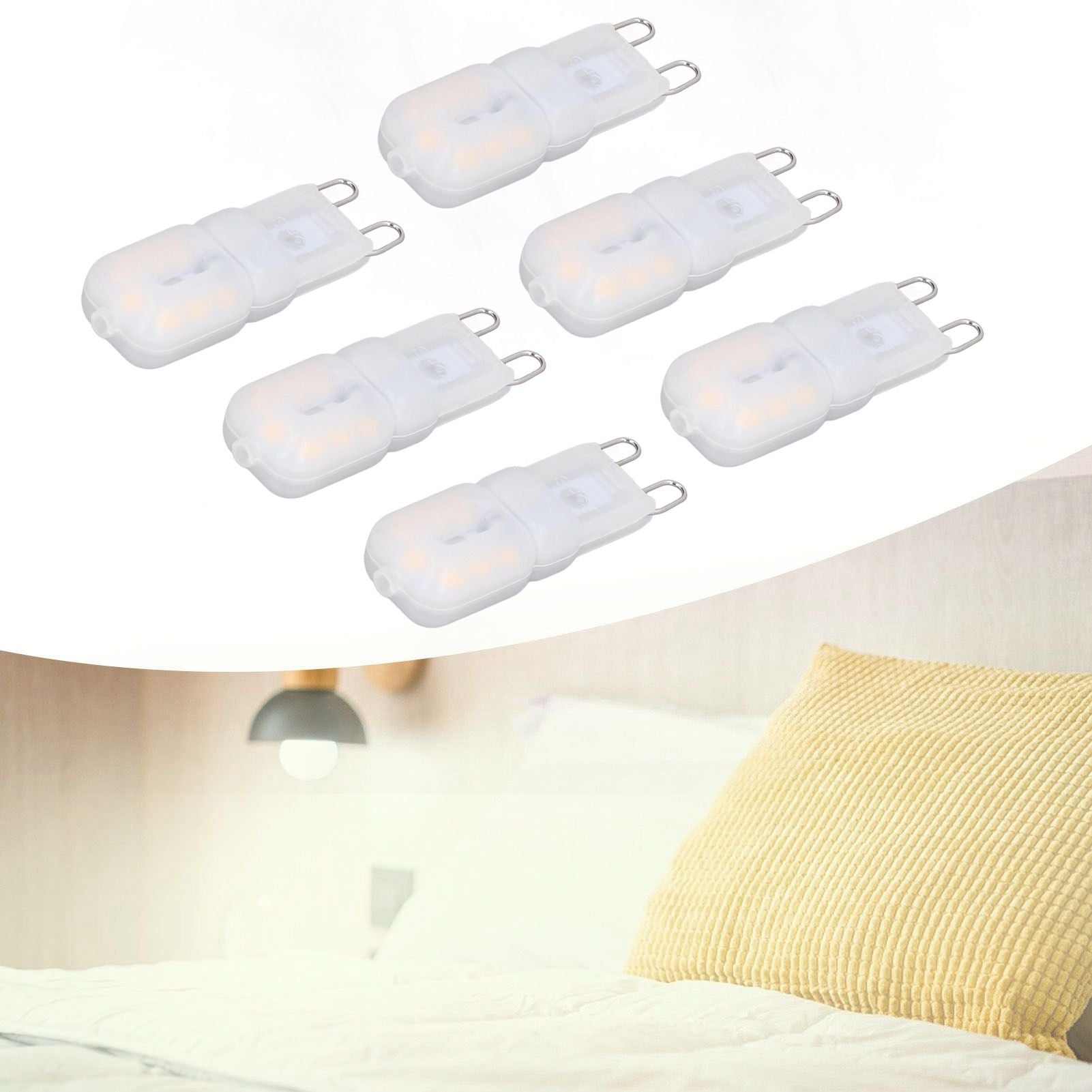 6Pcs G9 LED Light Bulbs Dimmable 3W Energy Saving 360 Degree Light Light Bulb for Ceiling Lamps and Pendant V1294-YM0523-3119220065016
