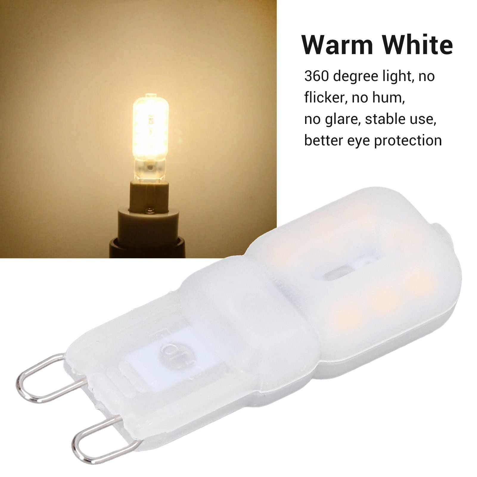 6Pcs G9 LED Light Bulbs Dimmable 3W Energy Saving 360 Degree Light Light Bulb for Ceiling Lamps and Pendant V1294-YM0523-3119220065016