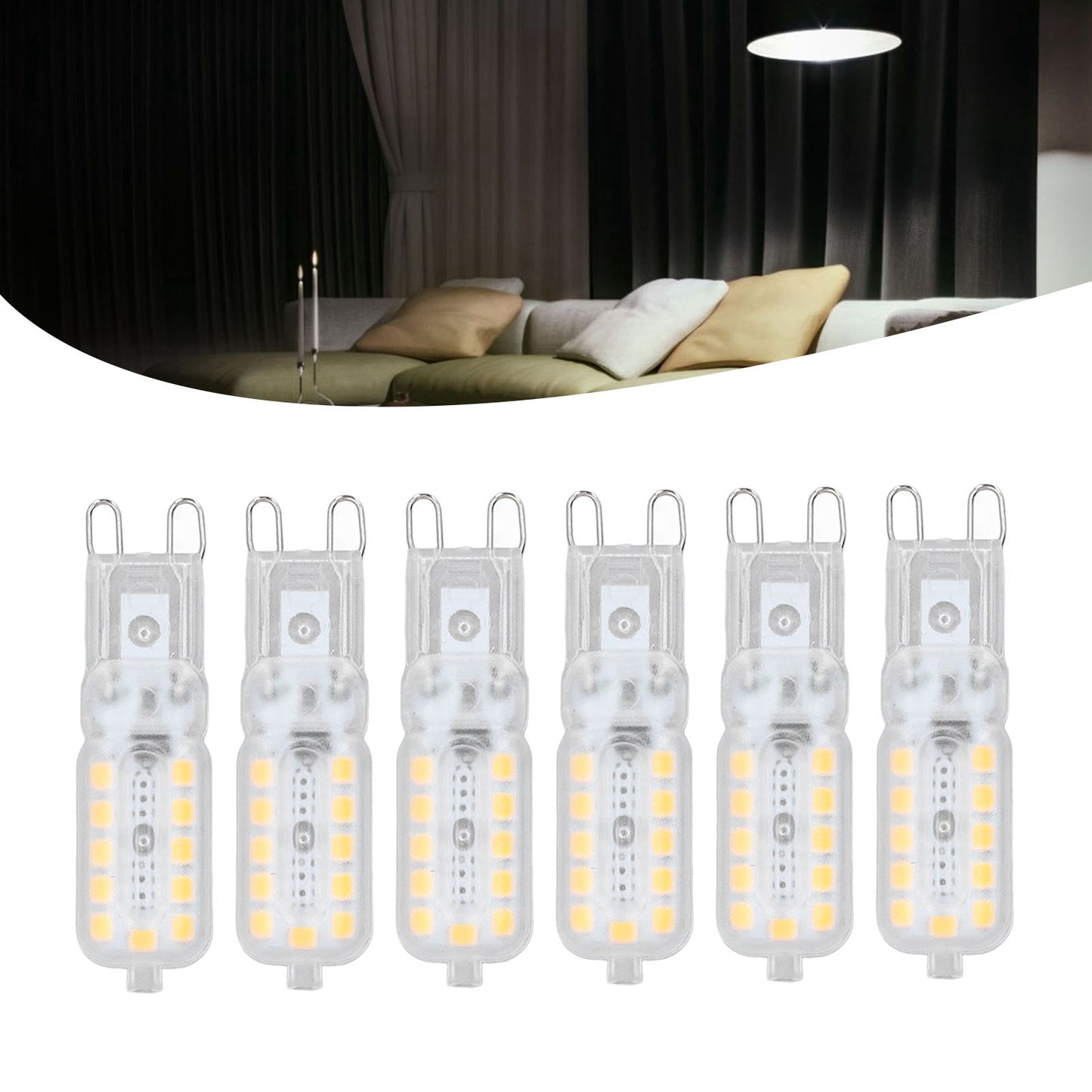 6pcs G9 LED Bulb 5W Transparent Cover 22LED Dimmable G9 Light Bulb for Ceiling Light Wall Light Table Light V1294-YM0523-3119220065313