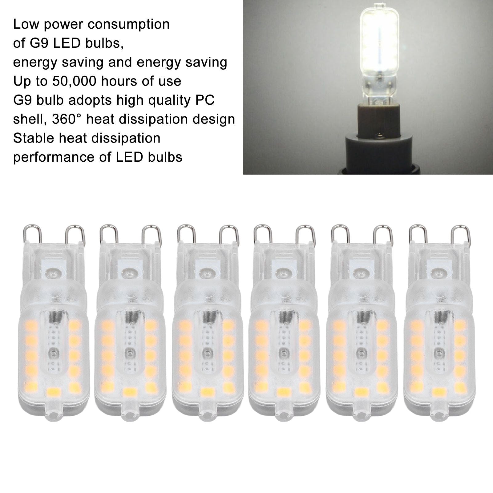 6pcs G9 LED Bulb 5W Transparent Cover 22LED Dimmable G9 Light Bulb for Ceiling Light Wall Light Table Light V1294-YM0523-3119220065314