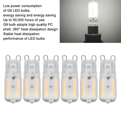 6pcs G9 LED Bulb 5W Transparent Cover 22LED Dimmable G9 Light Bulb for Ceiling Light Wall Light Table Light V1294-YM0523-3119220065314