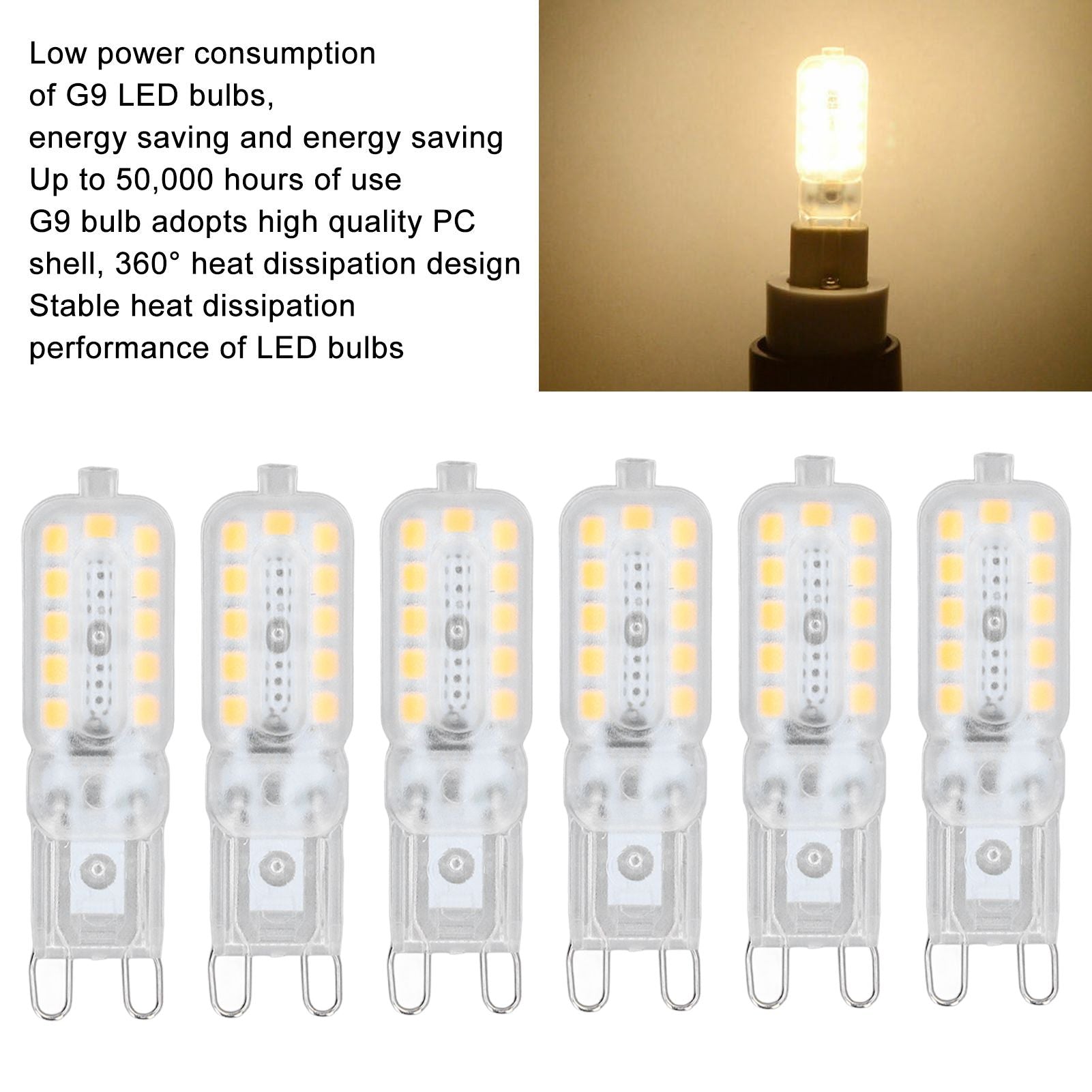 6pcs G9 LED Bulb 5W Transparent Cover 22LED Dimmable G9 Light Bulb for Ceiling Light Wall Light Table Light V1294-YM0523-3119220065316