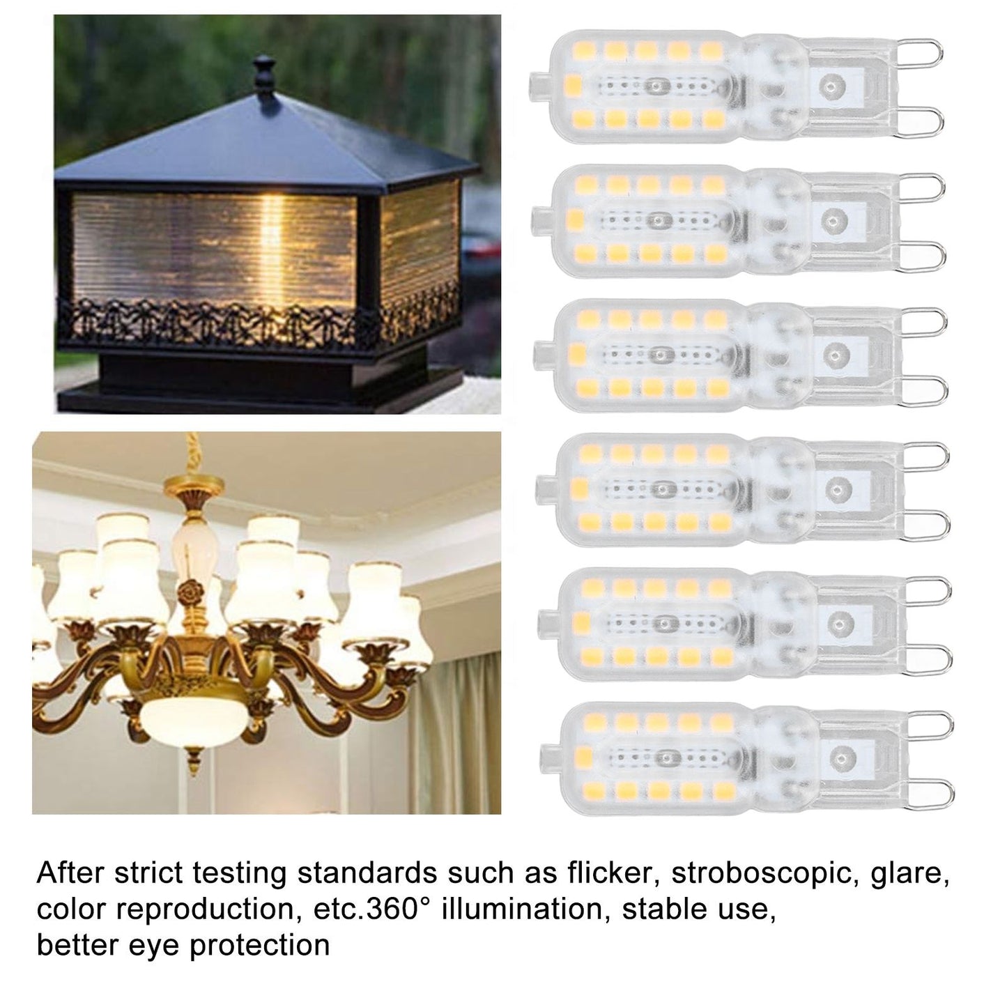 6pcs G9 LED Bulb 5W Transparent Cover 22LED Dimmable G9 Light Bulb for Ceiling Light Wall Light Table Light V1294-YM0523-3119220065316