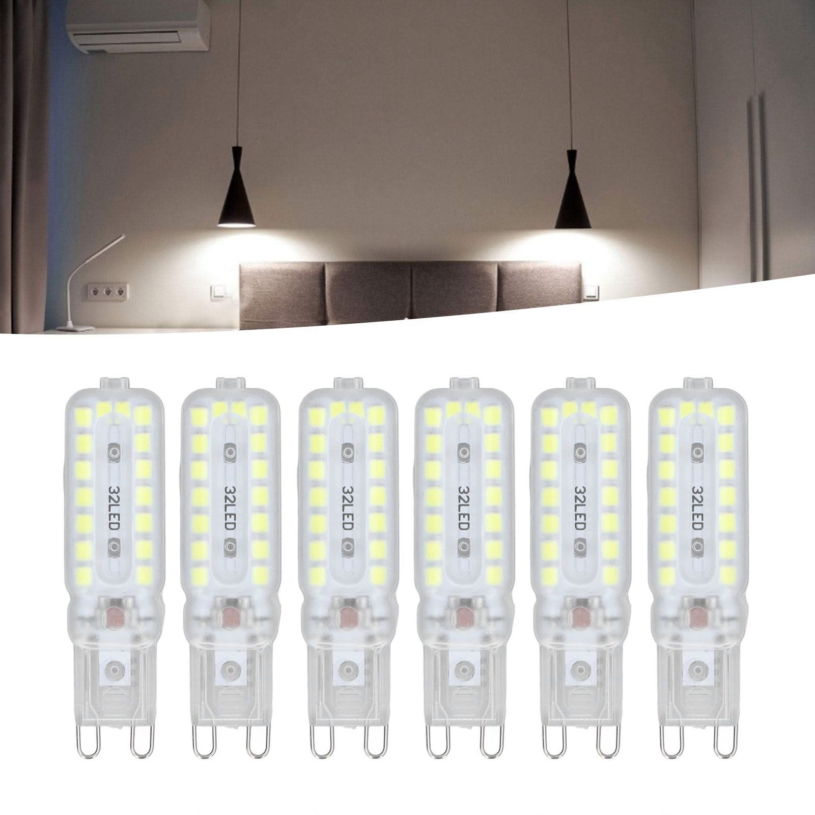 6pcs G9 LED Bulbs 7W Dimmable 360 degrees Illumination Replacement Light Bulb for Wall Desk Cabinet Lamp V1294-YM0523-3119220065412