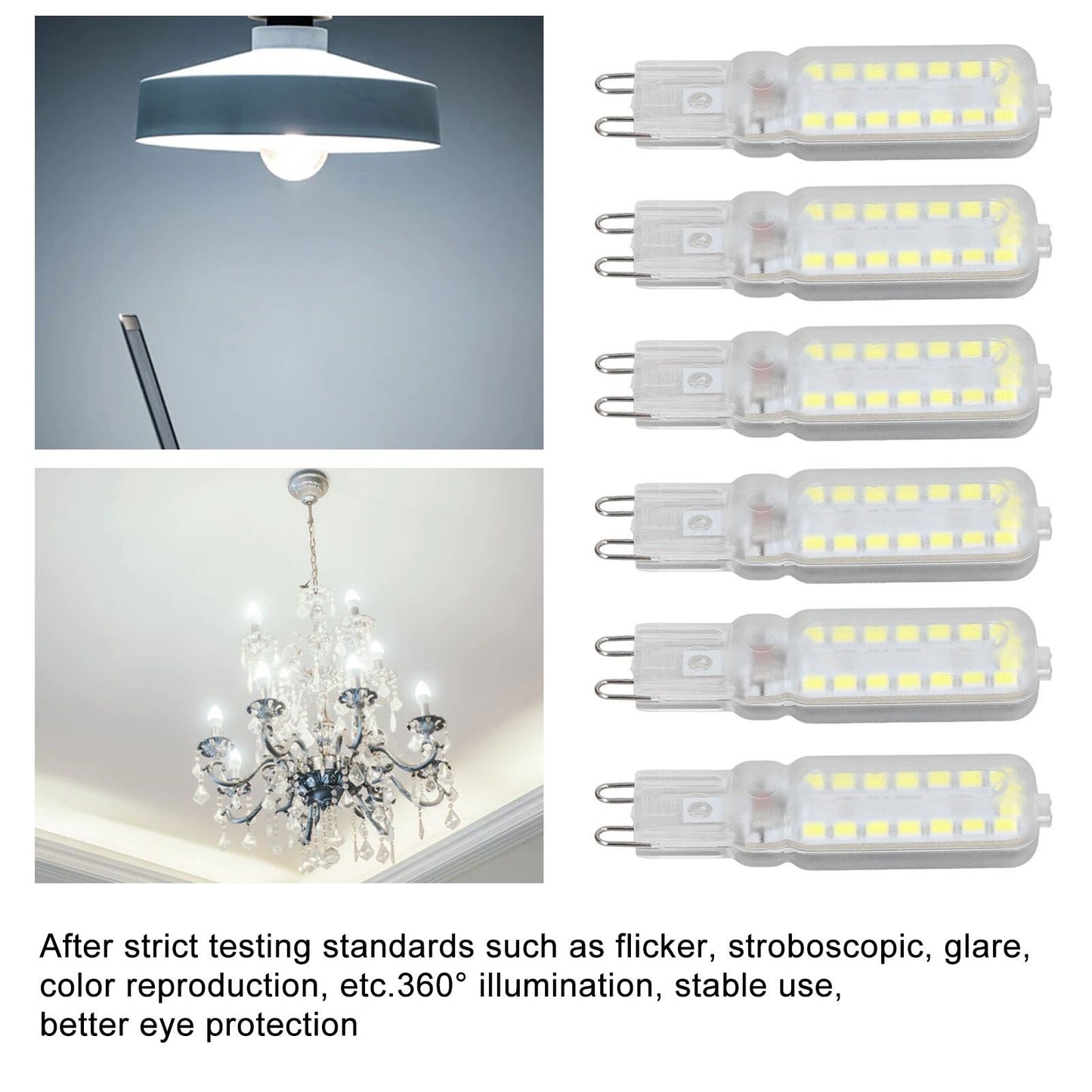 6pcs G9 LED Bulbs 7W Dimmable 360 degrees Illumination Replacement Light Bulb for Wall Desk Cabinet Lamp V1294-YM0523-3119220065412