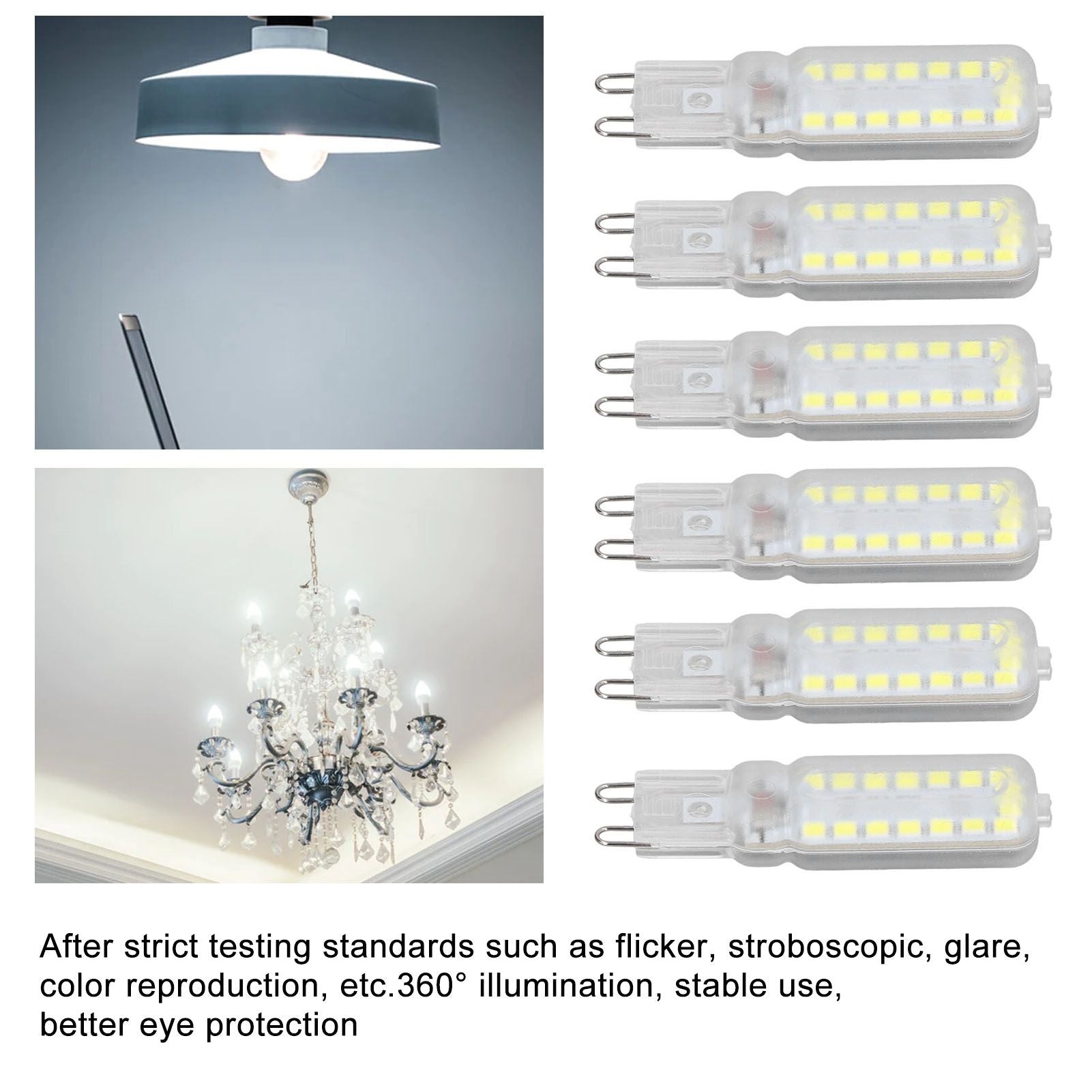 6pcs G9 LED Bulbs 7W Dimmable 360 degrees Illumination Replacement Light Bulb for Wall Desk Cabinet Lamp V1294-YM0523-3119220065412
