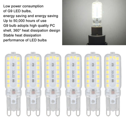6pcs G9 LED Bulbs 7W Dimmable 360 degrees Illumination Replacement Light Bulb for Wall Desk Cabinet Lamp V1294-YM0523-3119220065413