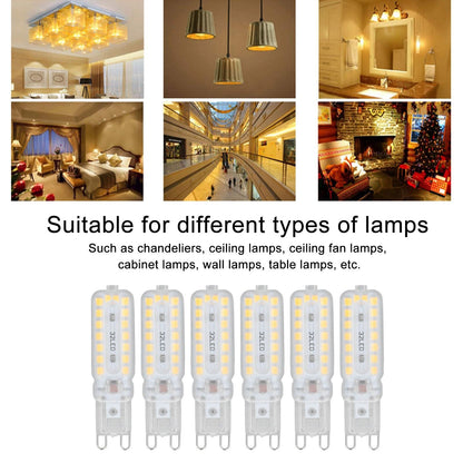 6pcs G9 LED Bulbs 7W Dimmable 360 degrees Illumination Replacement Light Bulb for Wall Desk Cabinet Lamp Warm V1294-YM0523-3119220065415