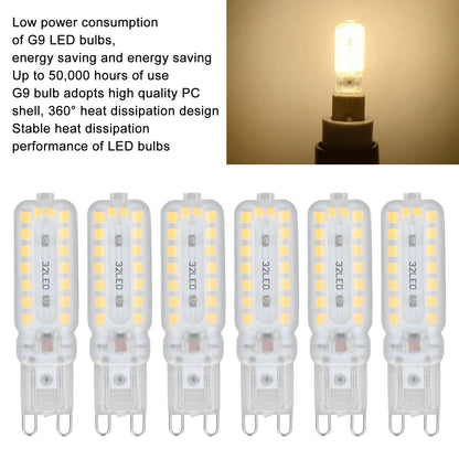 6pcs G9 LED Bulbs 7W Dimmable 360 degrees Illumination Replacement Light Bulb for Wall Desk Cabinet Lamp Warm V1294-YM0523-3119220065415