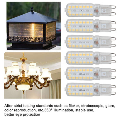 6pcs G9 LED Bulbs 7W Dimmable 360 degrees Illumination Replacement Light Bulb for Wall Desk Cabinet Lamp Warm V1294-YM0523-3119220065415