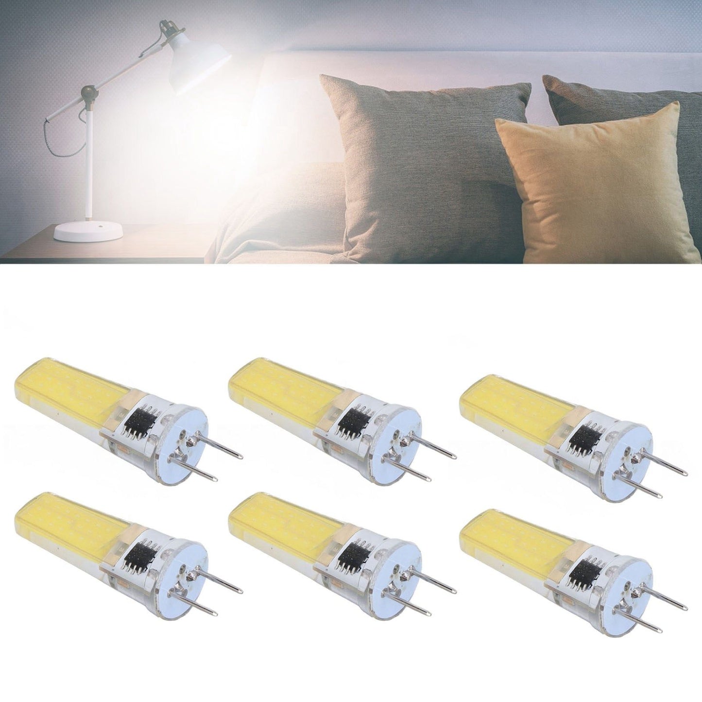 6Pcs G8 LED Bulb 5W Dimmable 2508 COB Energy Saving Easy Installation 360 Degrees 50000 Hours Stable 5W Bulbs V1294-YM0523-3119220065612