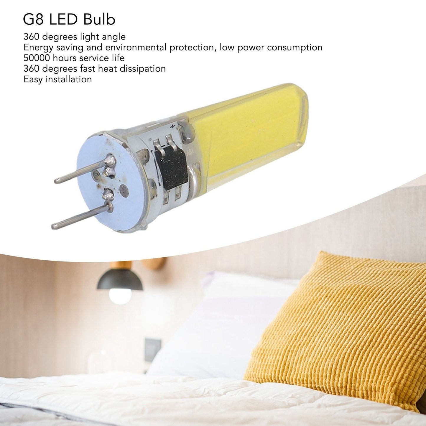 6Pcs G8 LED Bulb 5W Dimmable 2508 COB Energy Saving Easy Installation 360 Degrees 50000 Hours Stable 5W Bulbs V1294-YM0523-3119220065612