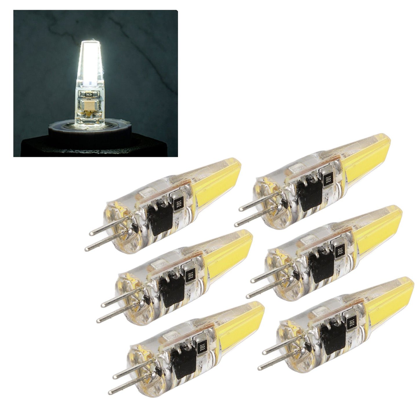 6 Pcs 6W 500LM G4 Bulb LED COB Silica Gel Energy Saving Lamp Bulb for Ceiling Lamp Wall Lamp Table Lamp 220V V1294-YM0523-3119220065912
