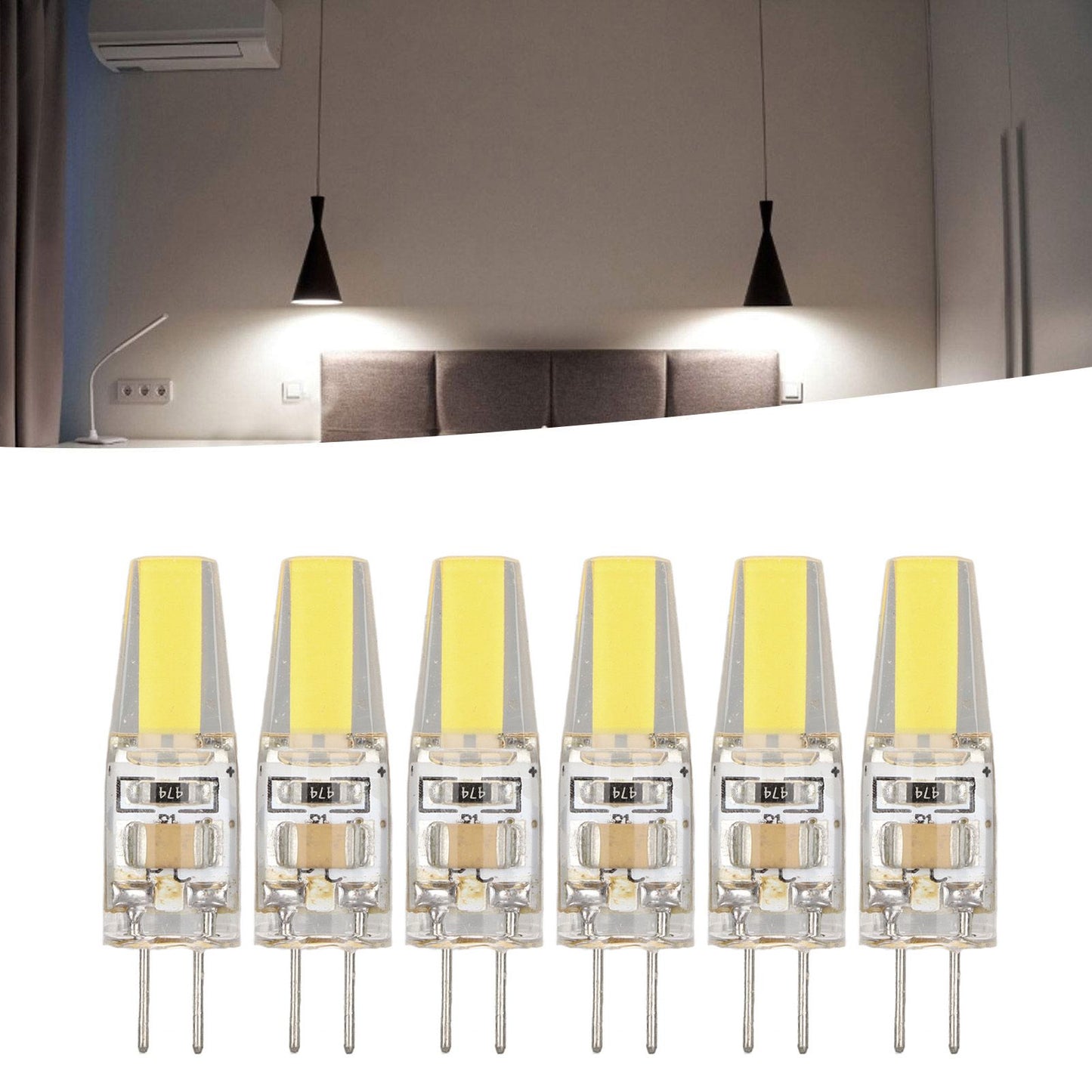 6 Pcs 6W 500LM G4 Bulb LED COB Silica Gel Energy Saving Lamp Bulb for Ceiling Lamp Wall Lamp Table Lamp 220V V1294-YM0523-3119220065912