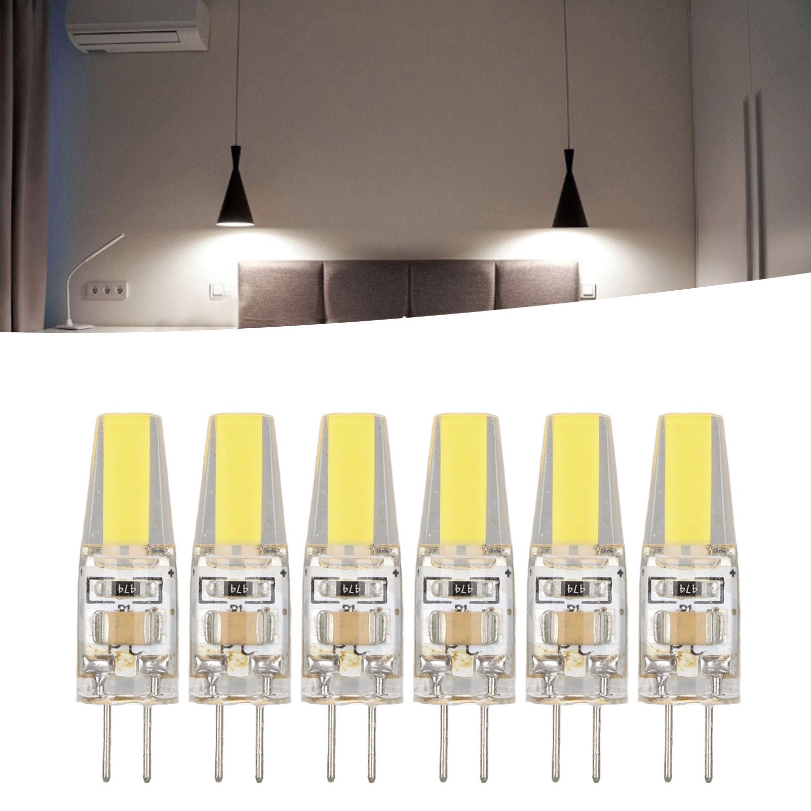 6 Pcs 6W 500LM G4 Bulb LED COB Silica Gel Energy Saving Lamp Bulb for Ceiling Lamp Wall Lamp Table Lamp 220V V1294-YM0523-3119220065912