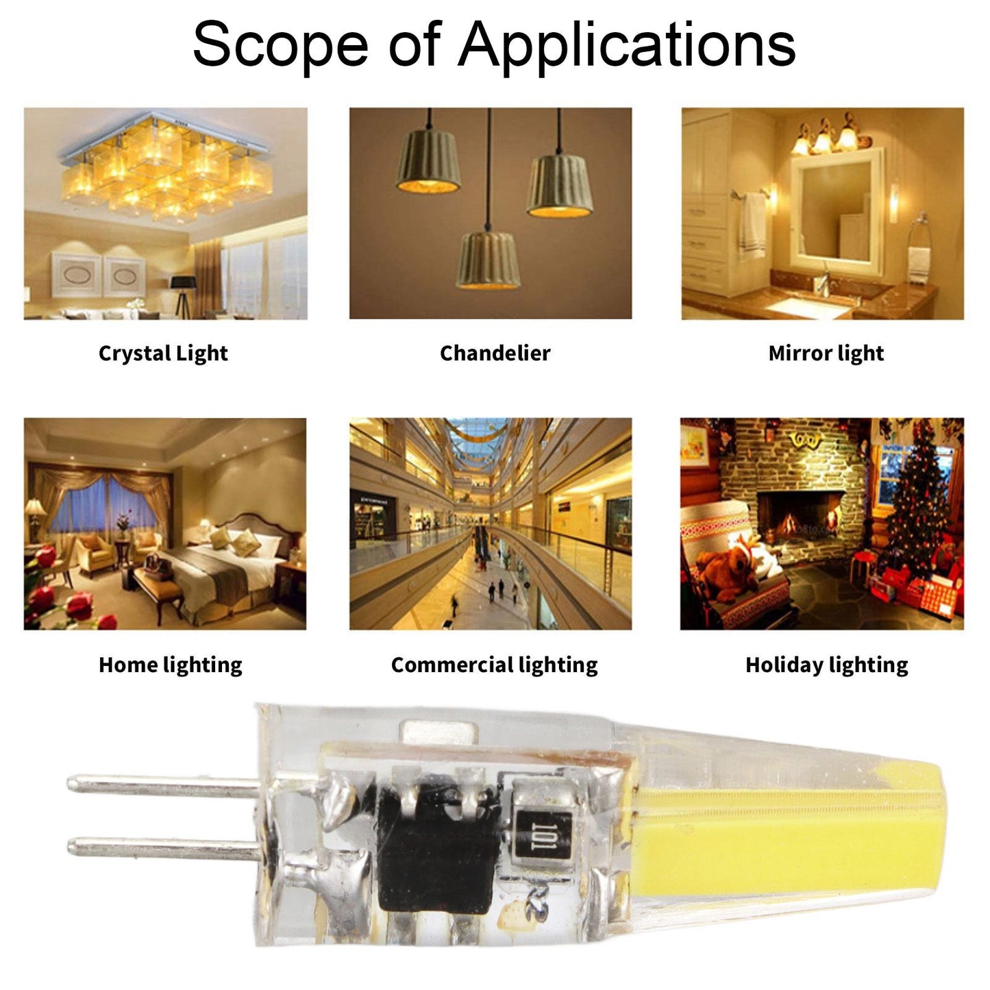 6 Pcs 6W 500LM G4 Bulb LED COB Silica Gel Energy Saving Lamp Bulb for Ceiling Lamp Wall Lamp Table Lamp 220V V1294-YM0523-3119220065912