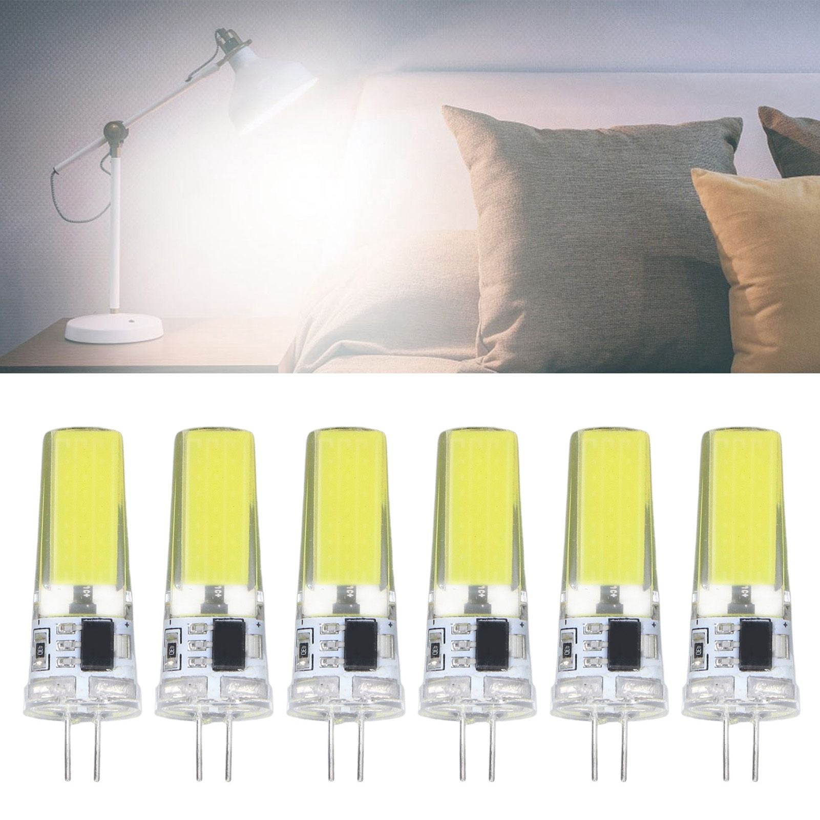 6 Pieces G4 LED Bulbs 9W Dimmable COB Lamp 500LM for Home Ceiling Landscape Chandelier Lamps 6500K White Light V1294-YM0523-3119220066011