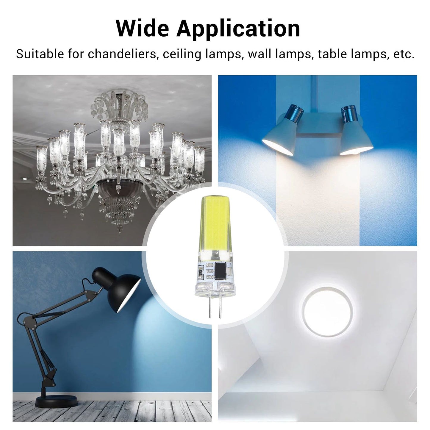 6 Pieces G4 LED Bulbs 9W Dimmable COB Lamp 500LM for Home Ceiling Landscape Chandelier Lamps 6500K White Light V1294-YM0523-3119220066011