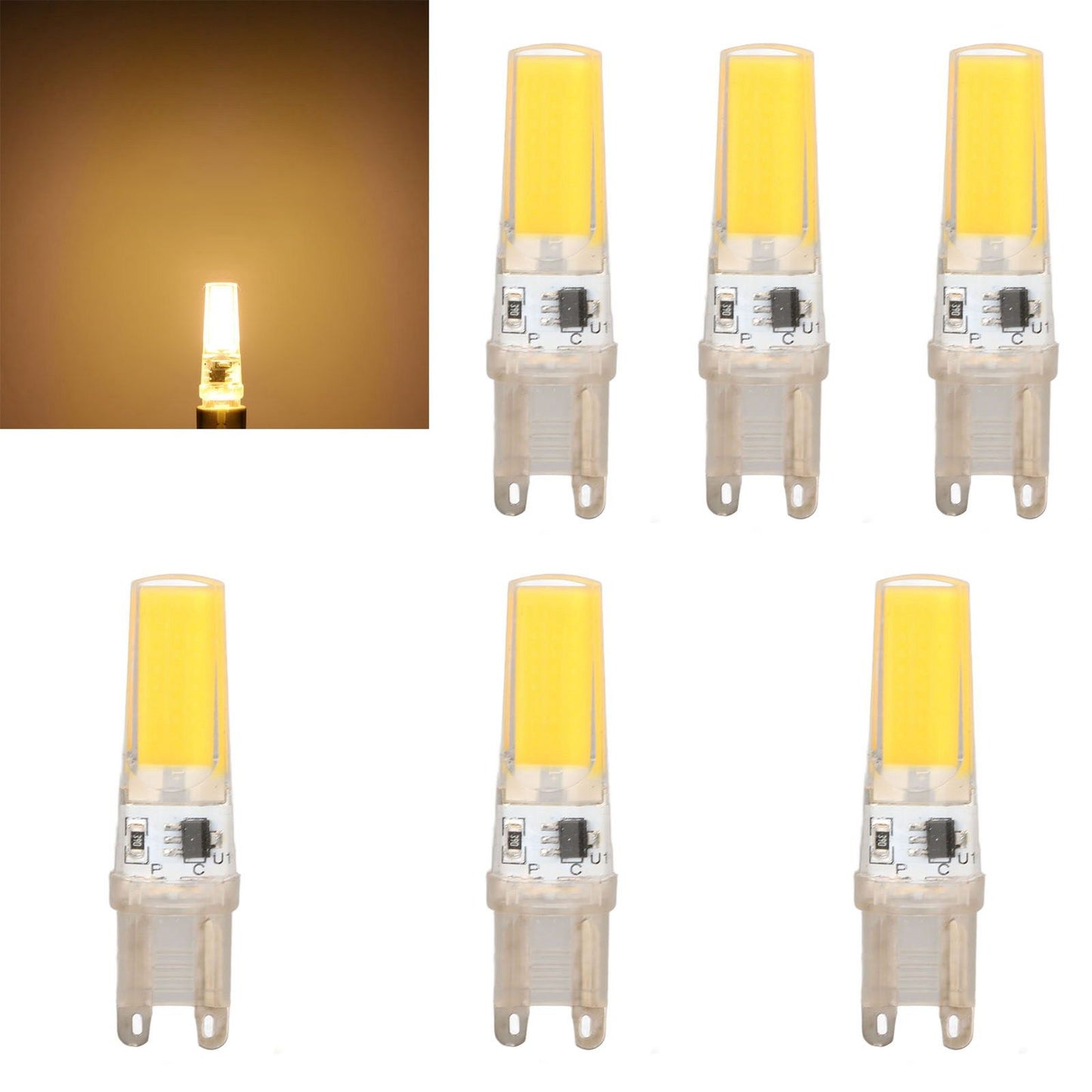 6pcs G9 LED Light Bulb COB Dimmable Professional G9 LED Bulb Replacement for Wall Lamps Table Lamps 220V Warm V1294-YM0523-3119220066112