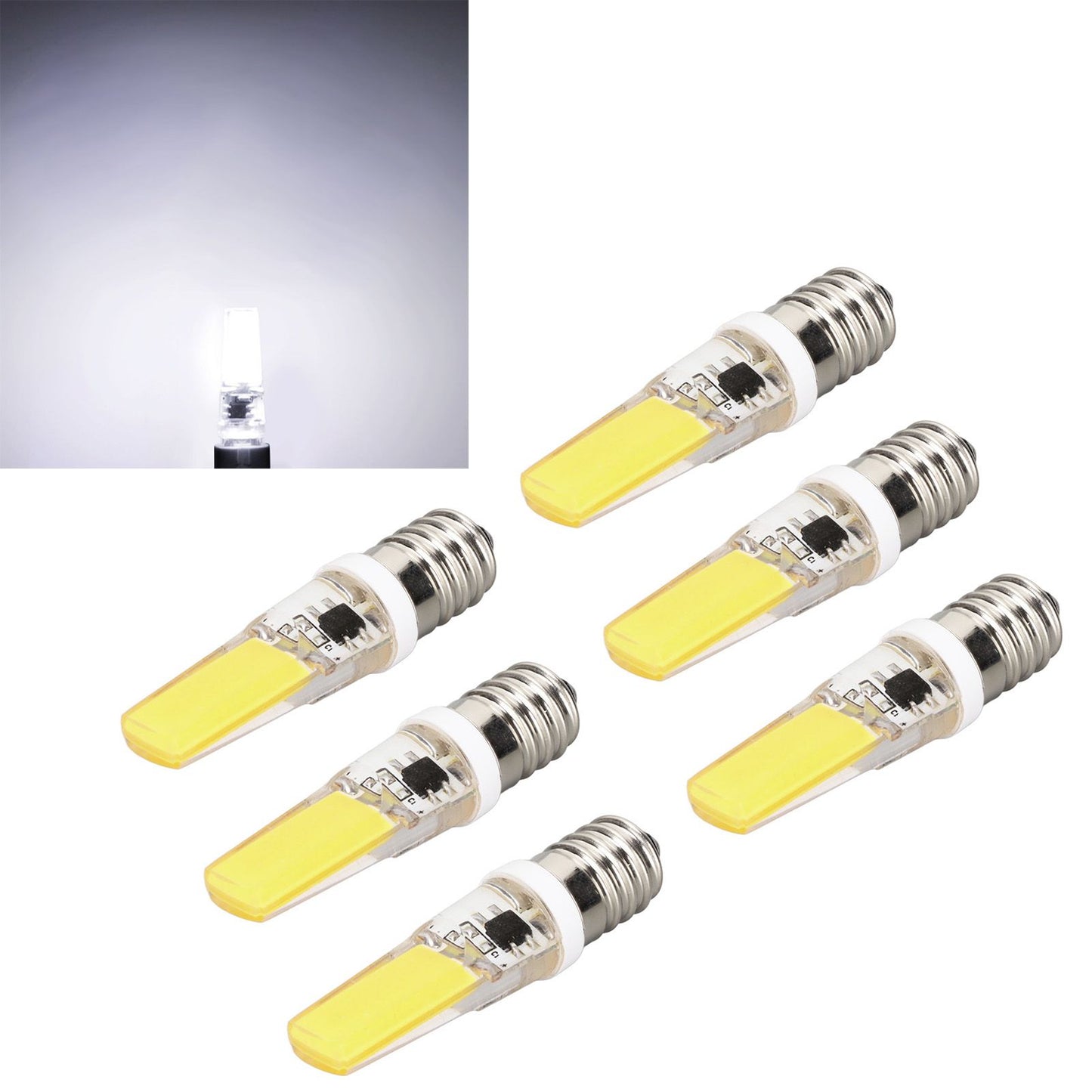 6PCS E14 COB Lamp Bulb Mini 360 Degree Lighting Heat Sinking Silicone Anti Glare for Chandelier Ceiling Light V1294-YM0523-3119220066211