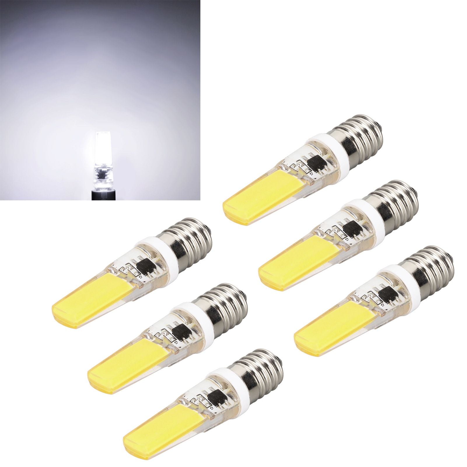 6PCS E14 COB Lamp Bulb Mini 360 Degree Lighting Heat Sinking Silicone Anti Glare for Chandelier Ceiling Light V1294-YM0523-3119220066211