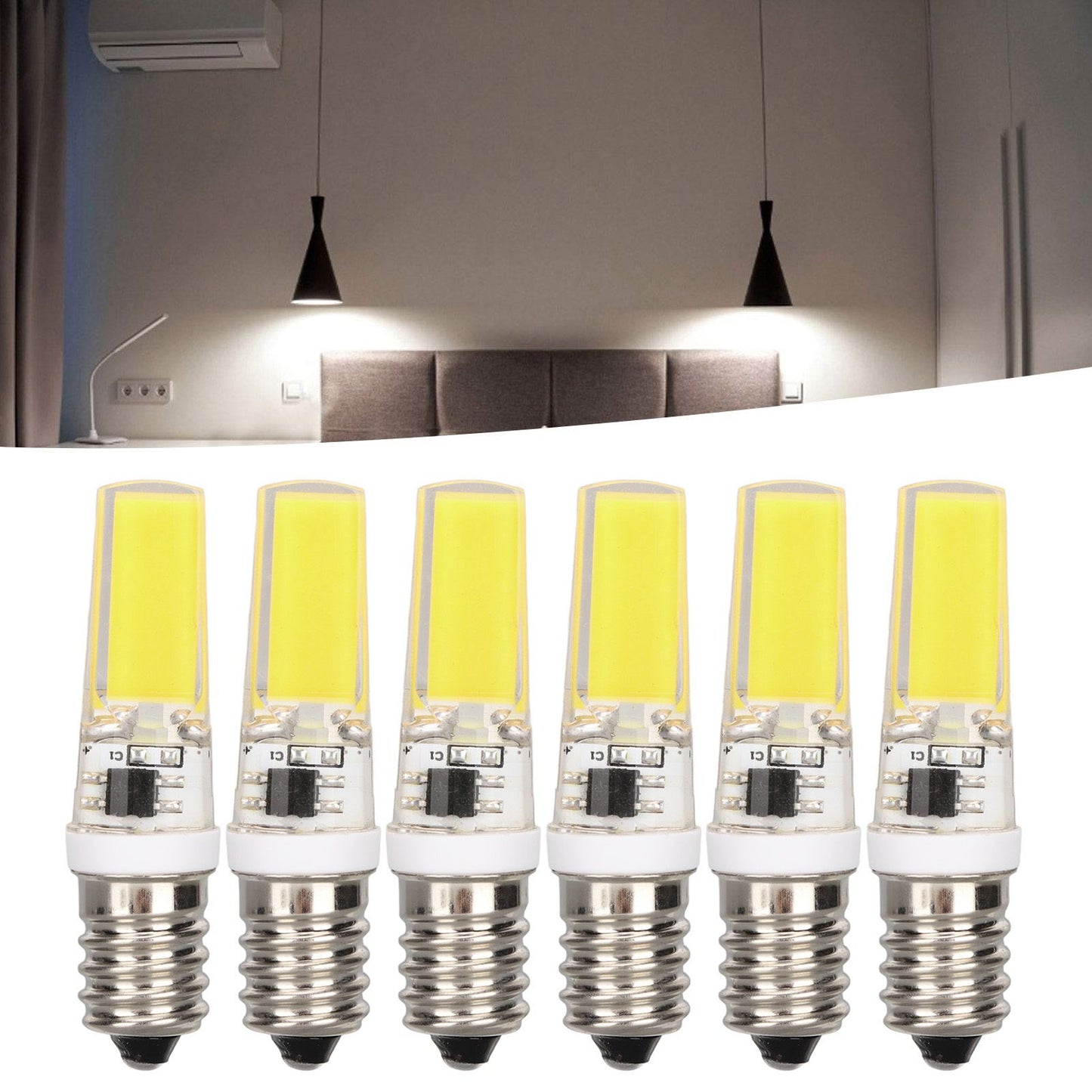 6PCS E14 COB Lamp Bulb Mini 360 Degree Lighting Heat Sinking Silicone Anti Glare for Chandelier Ceiling Light V1294-YM0523-3119220066211