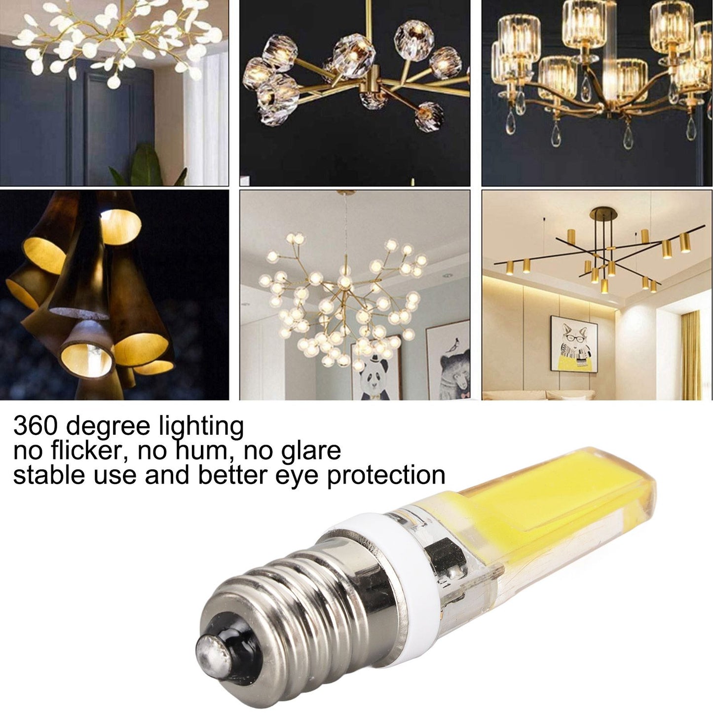 6PCS E14 COB Lamp Bulb Mini 360 Degree Lighting Heat Sinking Silicone Anti Glare for Chandelier Ceiling Light V1294-YM0523-3119220066211