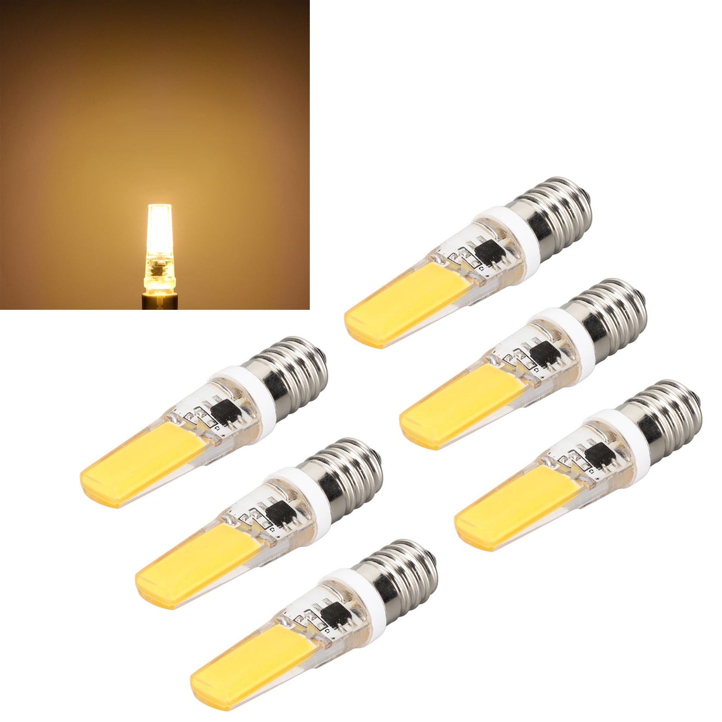 6PCS E14 COB Lamp Bulb Mini 360 Degree Lighting Heat Sinking Silicone Anti Glare for Chandelier Ceiling Light V1294-YM0523-3119220066212