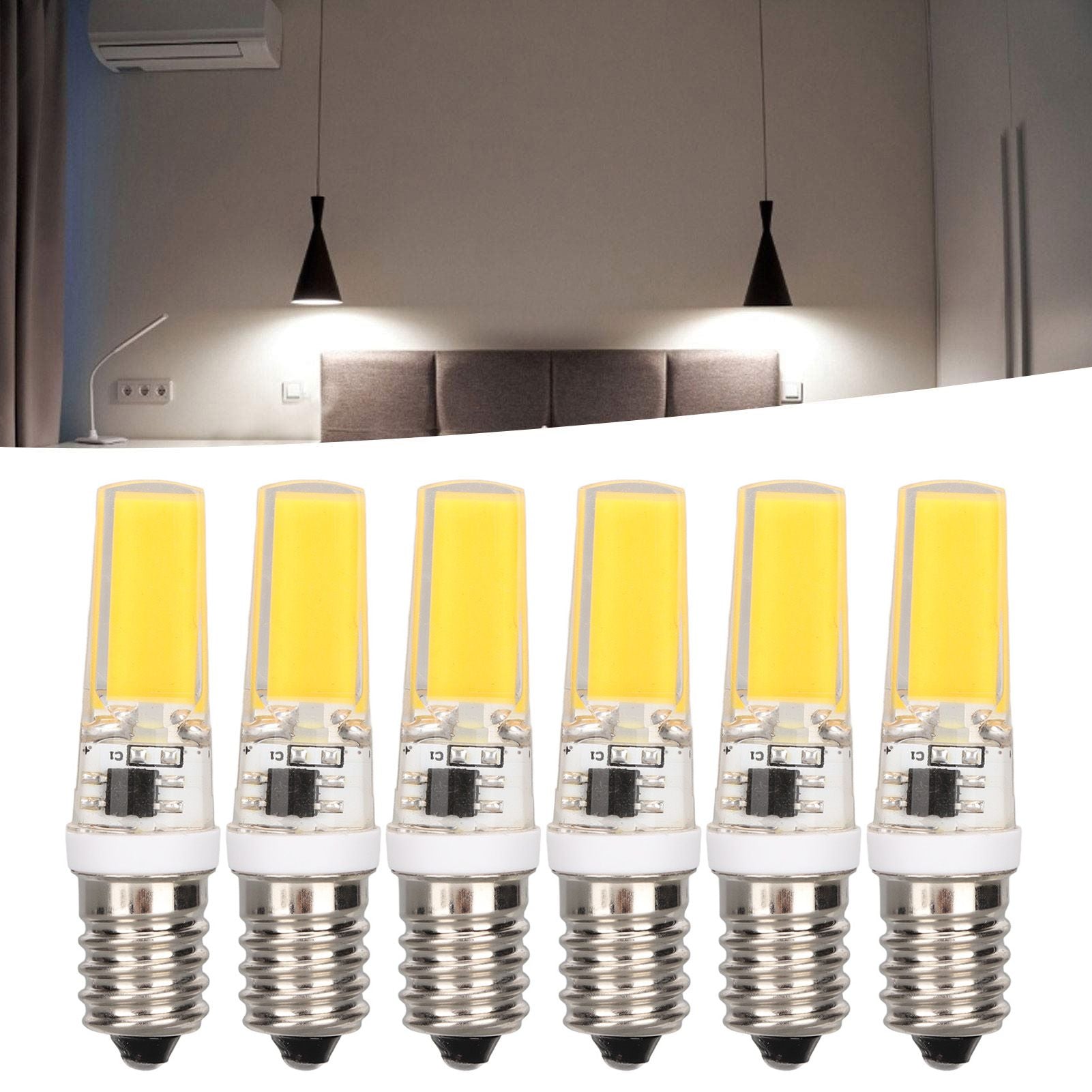 6PCS E14 COB Lamp Bulb Mini 360 Degree Lighting Heat Sinking Silicone Anti Glare for Chandelier Ceiling Light V1294-YM0523-3119220066212