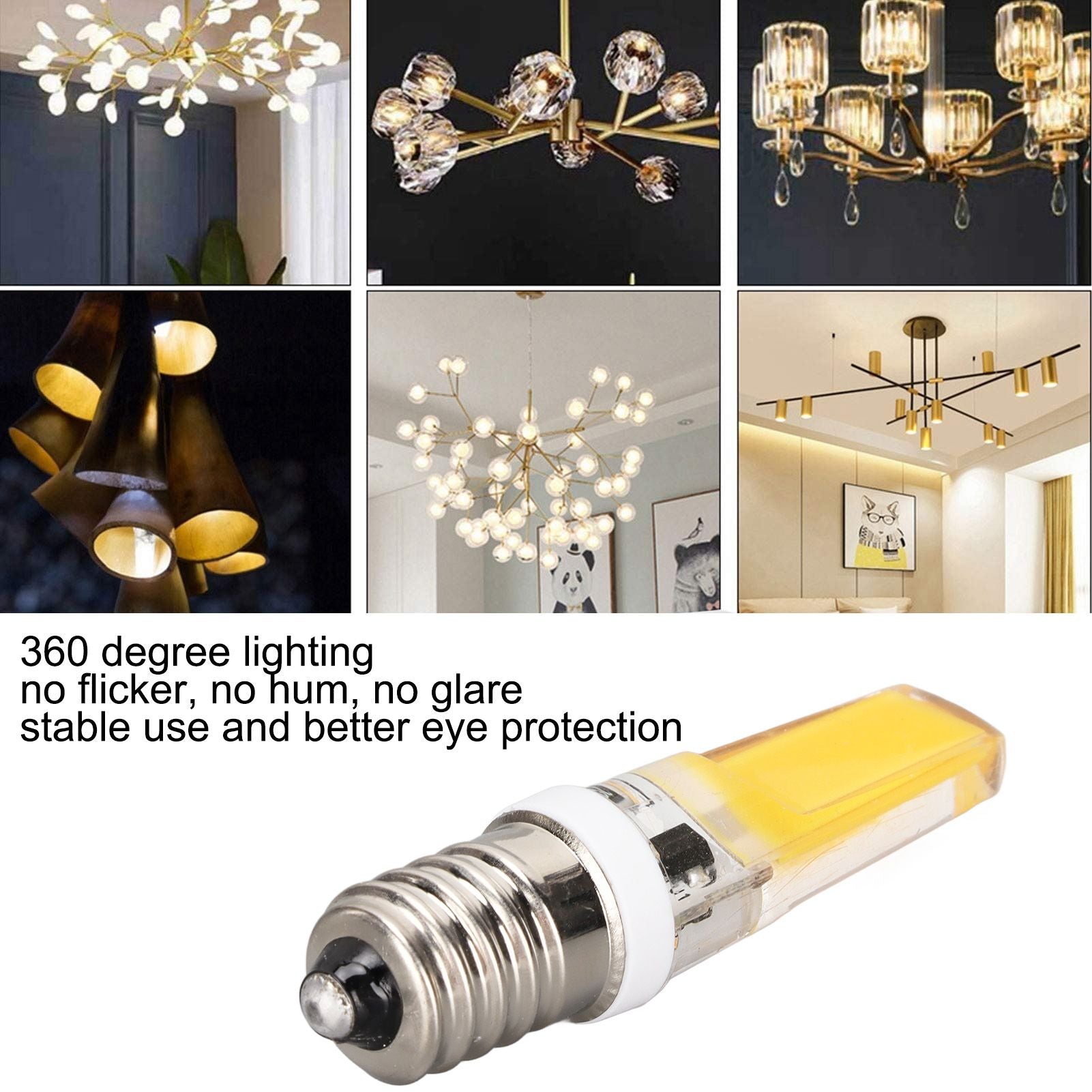 6PCS E14 COB Lamp Bulb Mini 360 Degree Lighting Heat Sinking Silicone Anti Glare for Chandelier Ceiling Light V1294-YM0523-3119220066212