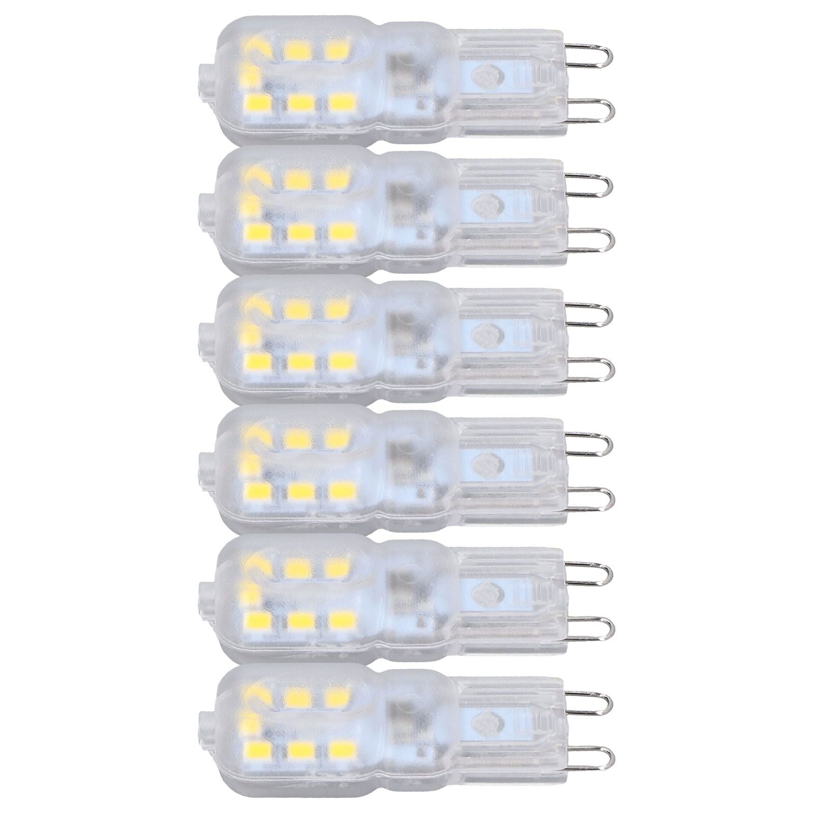 G9 Bulb Dimmable Eye Protection Energy Saving 14 LEDs 3W Light Bulb for Chandelier Table Lamp 6pcs White V1294-YM0523-3119220066311