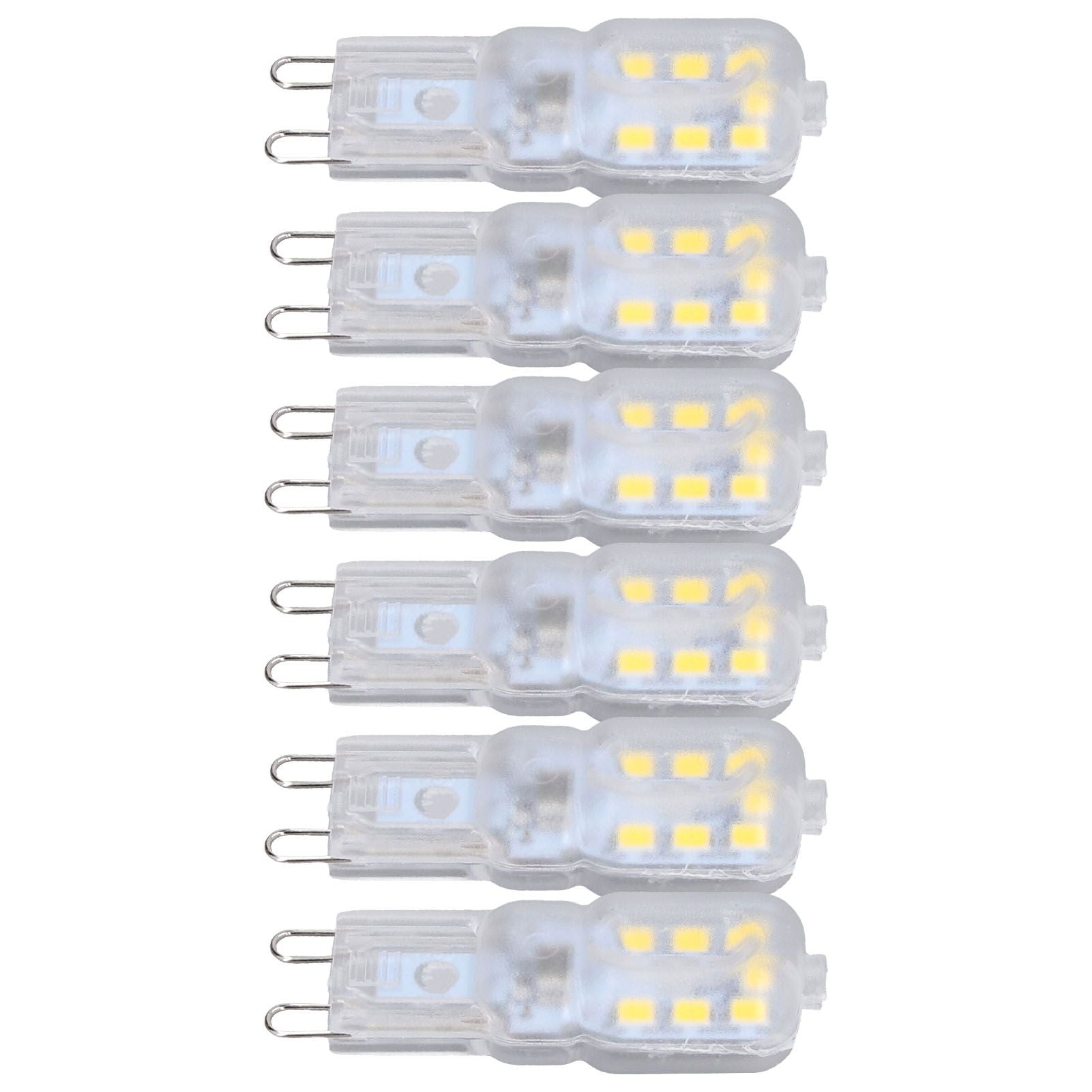 G9 Bulb Dimmable Eye Protection Energy Saving 14 LEDs 3W Light Bulb for Chandelier Table Lamp 6pcs White V1294-YM0523-3119220066311