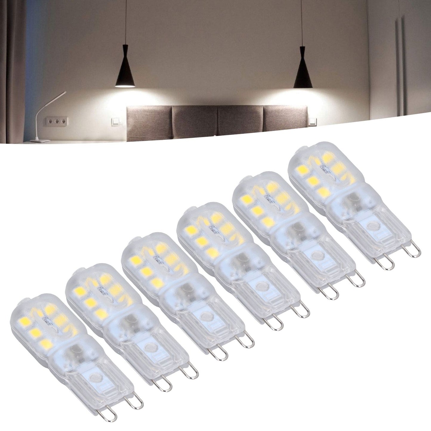 G9 Bulb Dimmable Eye Protection Energy Saving 14 LEDs 3W Light Bulb for Chandelier Table Lamp 6pcs White V1294-YM0523-3119220066311