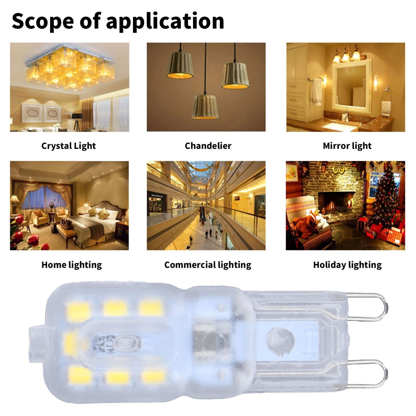 G9 Bulb Dimmable Eye Protection Energy Saving 14 LEDs 3W Light Bulb for Chandelier Table Lamp 6pcs White V1294-YM0523-3119220066311