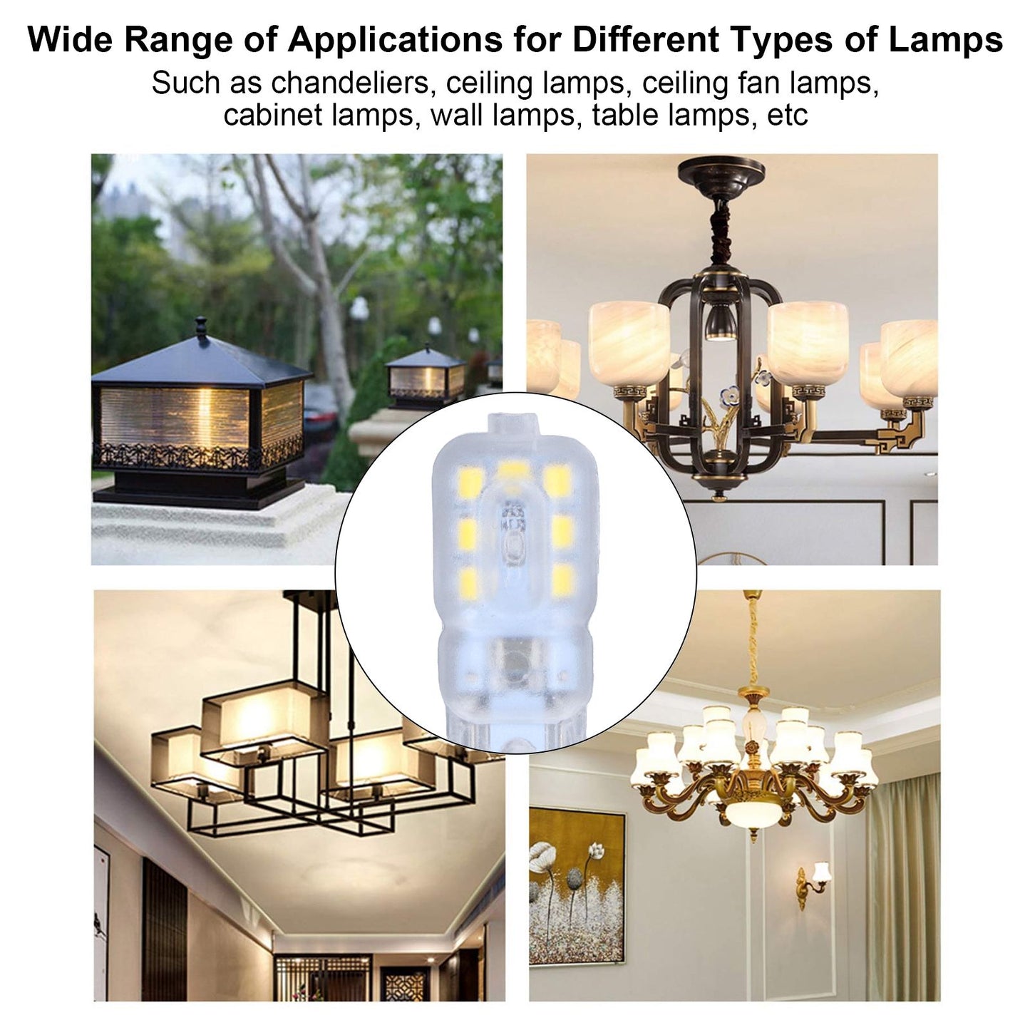 G9 Bulb Dimmable Eye Protection Energy Saving 14 LEDs 3W Light Bulb for Chandelier Table Lamp 6pcs White V1294-YM0523-3119220066311