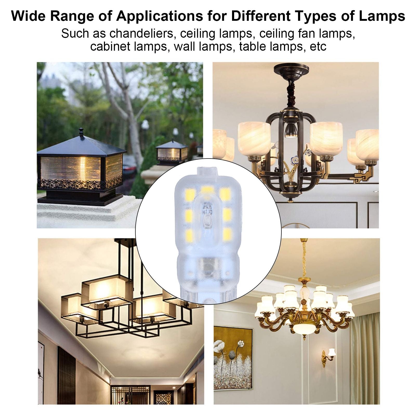 G9 Bulb Dimmable Eye Protection Energy Saving 14 LEDs 3W Light Bulb for Chandelier Table Lamp 6pcs White V1294-YM0523-3119220066311