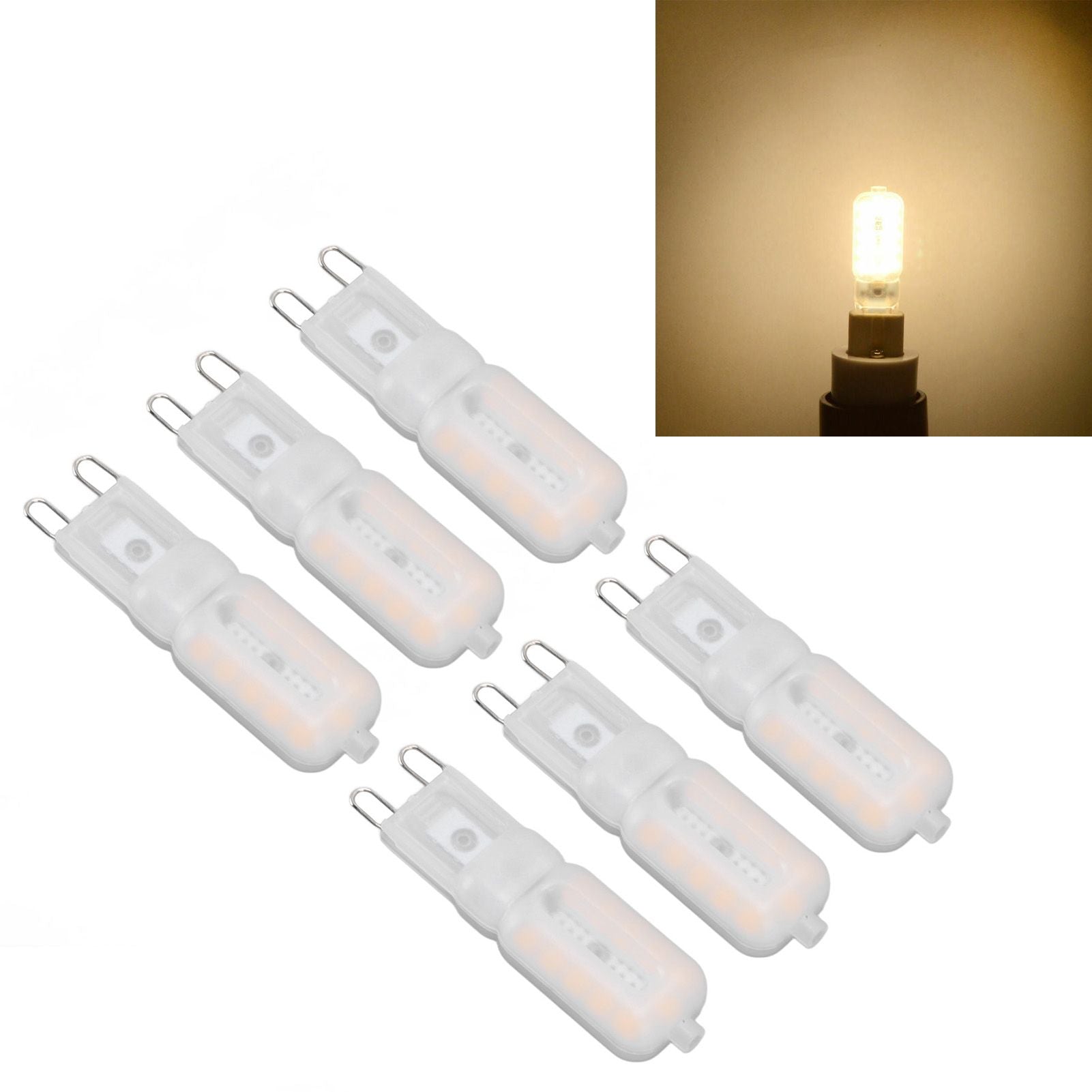 G9 Light Bulb Dimmable Eye Protection Energy Saving 5W 22 LED Small Bulbs for Ceiling Lamp Desk Lamp 6pcs V1294-YM0523-3119220066413