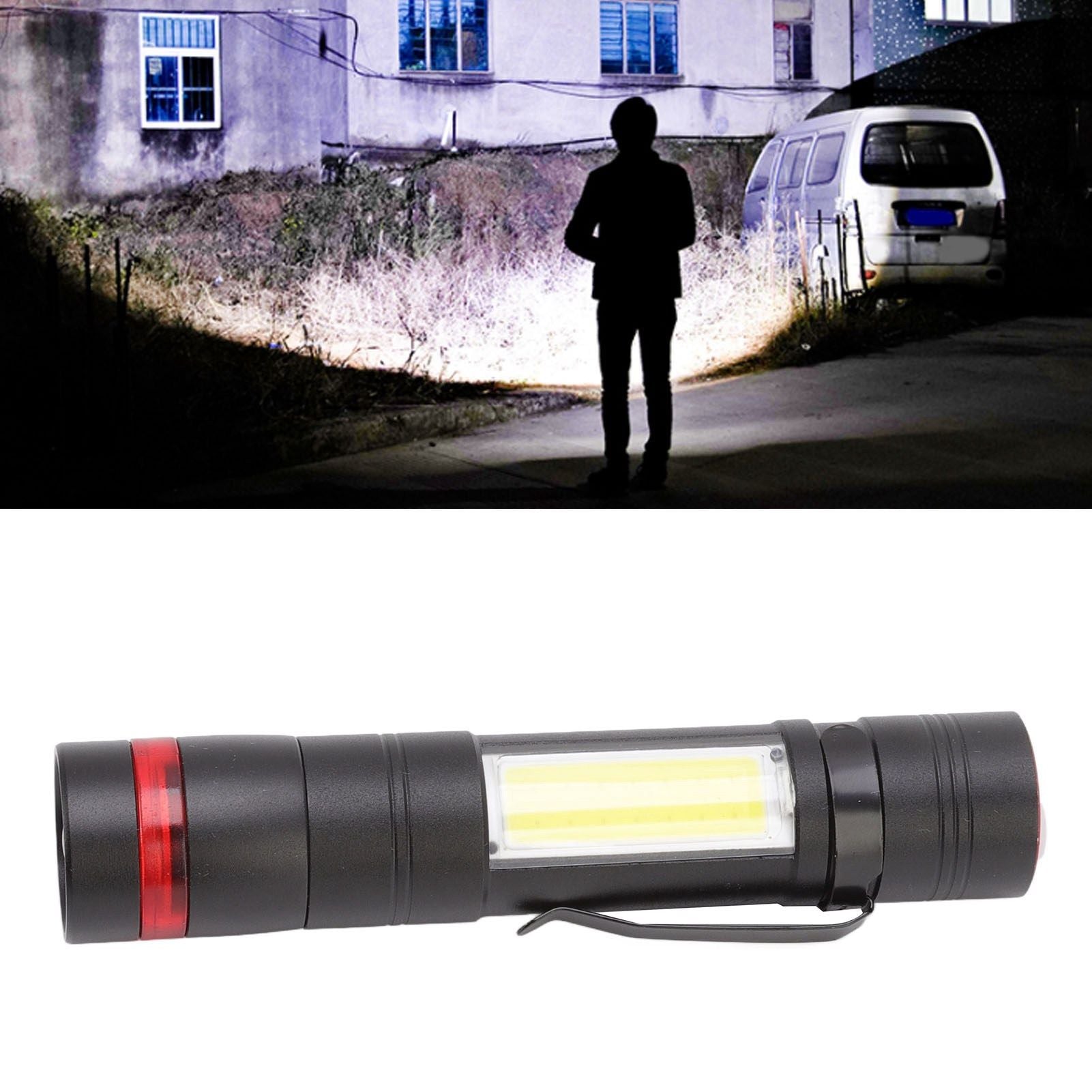 LED Flashlight Multifunction Highlight Telescopic Zoom Rechargeable Waterproof Mini Flashlight for Outdoor V1294-YM0523-3119220066611