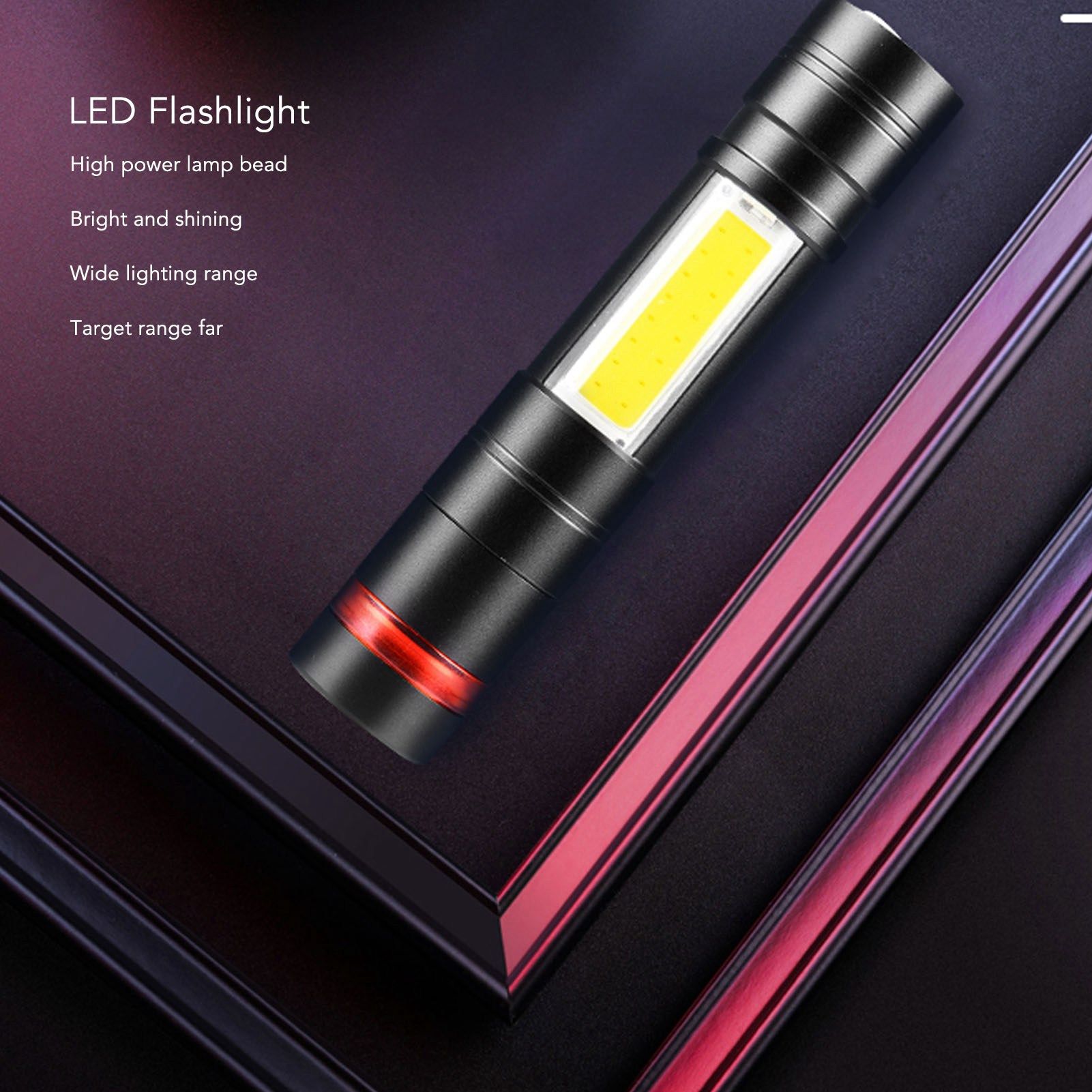 LED Flashlight Multifunction Highlight Telescopic Zoom Rechargeable Waterproof Mini Flashlight for Outdoor V1294-YM0523-3119220066611
