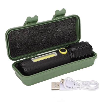 Mini Flashlight Strong Light 3 Modes Telescopic Zoom Portable Rechargeable for Camping Emergency Outdoor V1294-YM0523-3119220066811