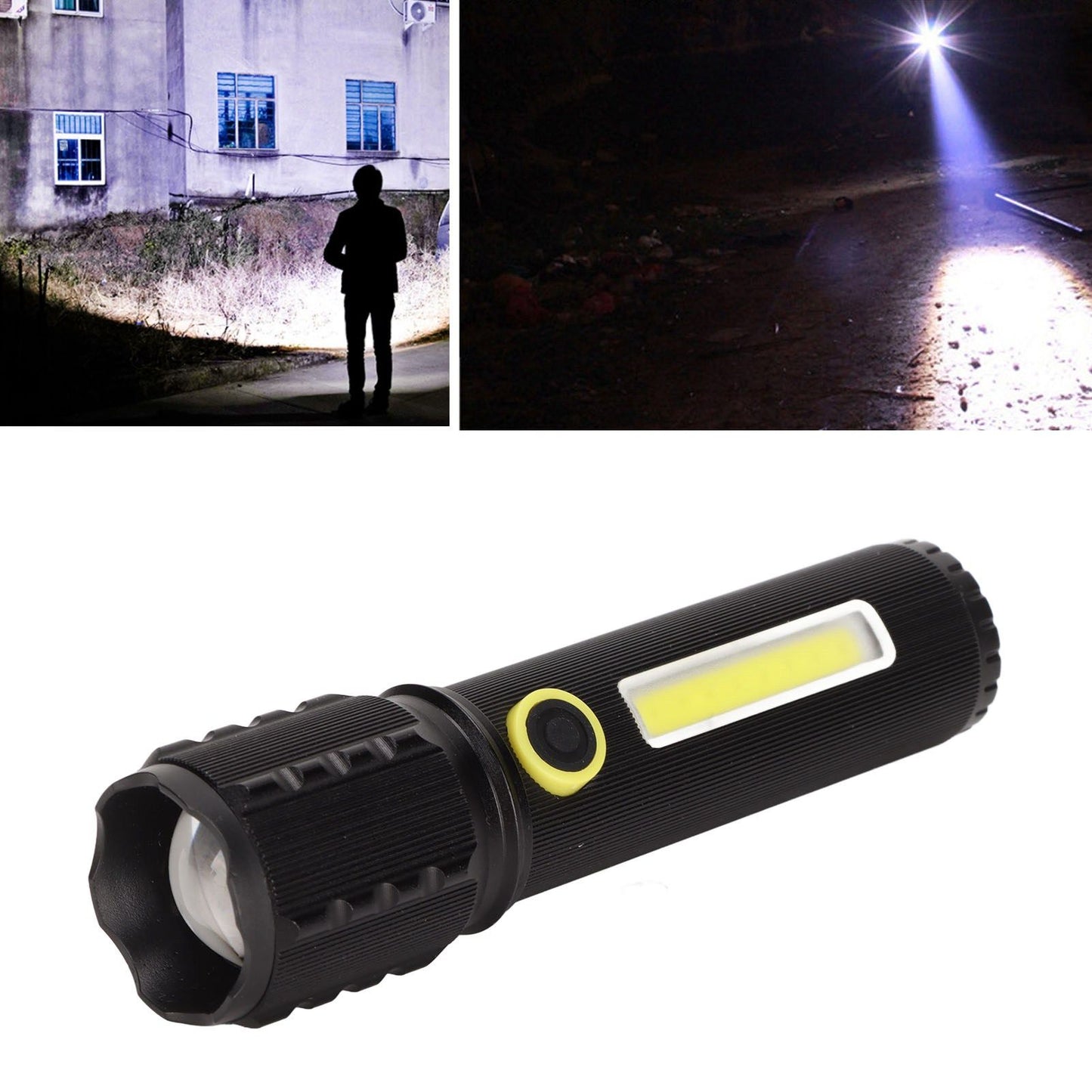 Mini Flashlight Strong Light 3 Modes Telescopic Zoom Portable Rechargeable for Camping Emergency Outdoor V1294-YM0523-3119220066811