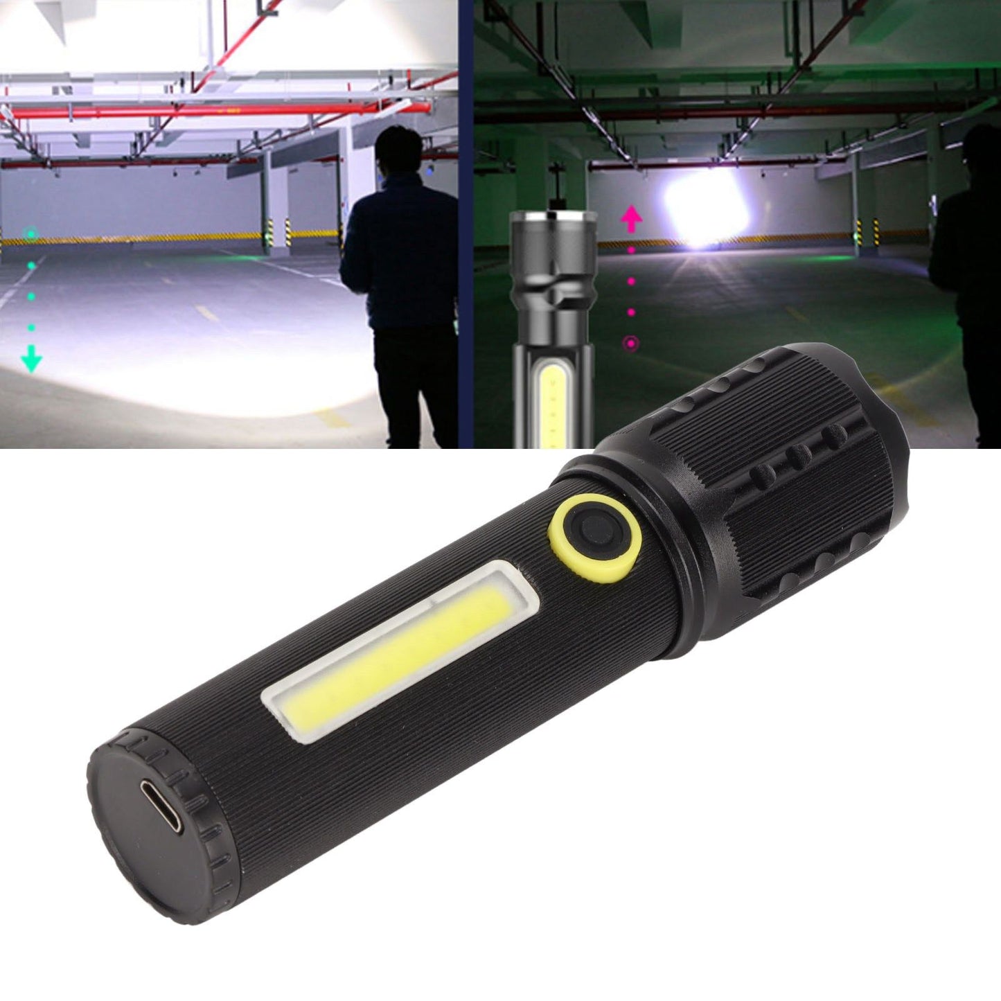 Mini Flashlight Strong Light 3 Modes Telescopic Zoom Portable Rechargeable for Camping Emergency Outdoor V1294-YM0523-3119220066811