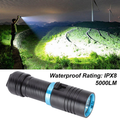 5000LM Diving Flashlight IPX8 100m Underwater Waterproof Infinitely Dimmable L2 LED Beads Scuba Dive Lights V1294-YM0523-3119220068611