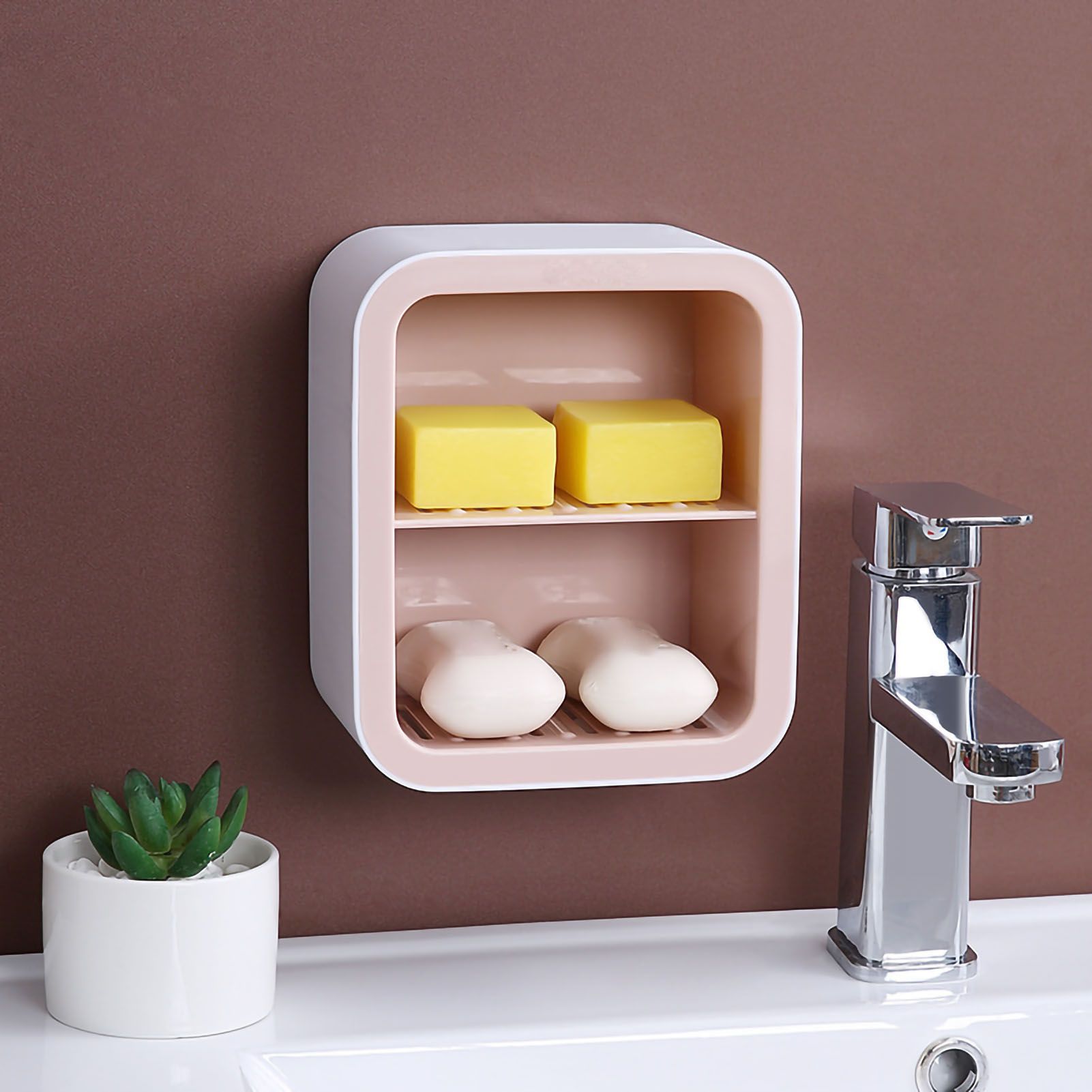 Wall Mount Soap Rack Drain Toilet Suction Disc Punch Free Box Student Dormitory Supplies Nordic 1 Layer Gray V1294-YM0524-3112220039414