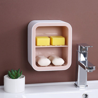 Wall Mount Soap Rack Drain Toilet Suction Disc Punch Free Box Student Dormitory Supplies Nordic 1 Layer Gray V1294-YM0524-3112220039414