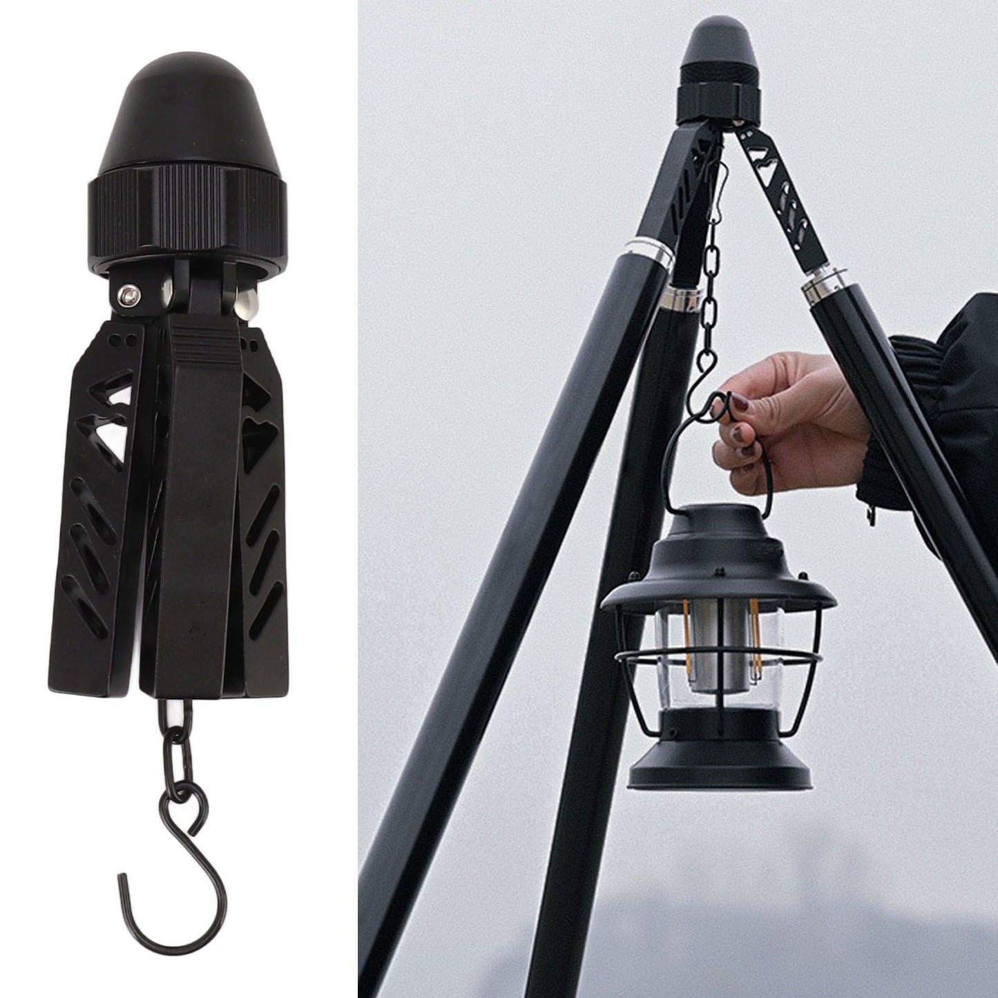Camping Tripod Aluminum Alloy Stable Multifunctional Black A Shaped Tent Support Pole for Outdoor